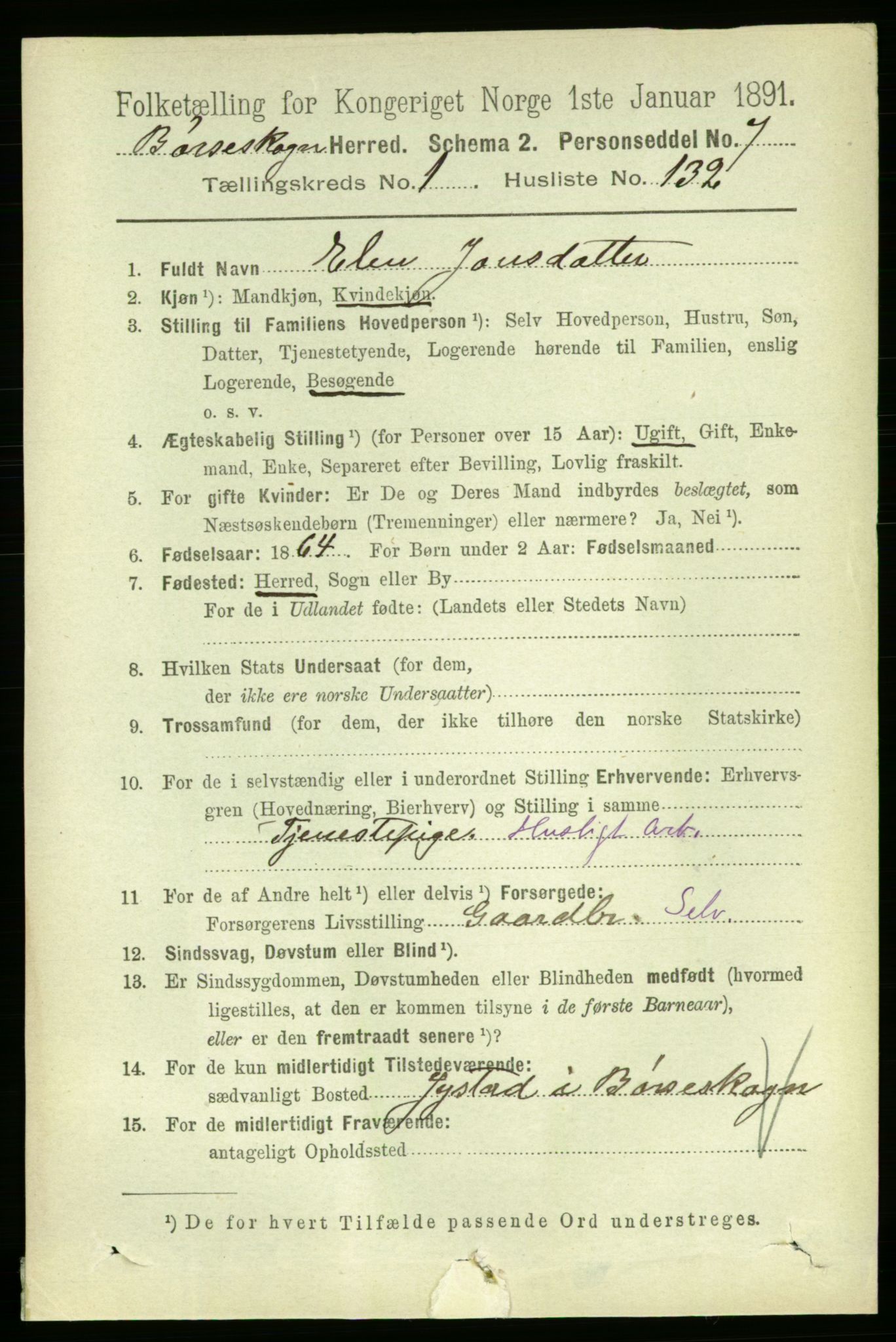 RA, 1891 census for 1657 Børseskogn, 1891, p. 867