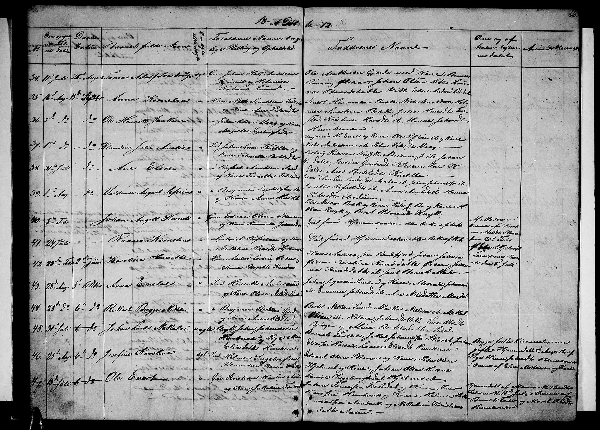 Ministerialprotokoller, klokkerbøker og fødselsregistre - Nordland, AV/SAT-A-1459/812/L0187: Parish register (copy) no. 812C05, 1850-1883, p. 66