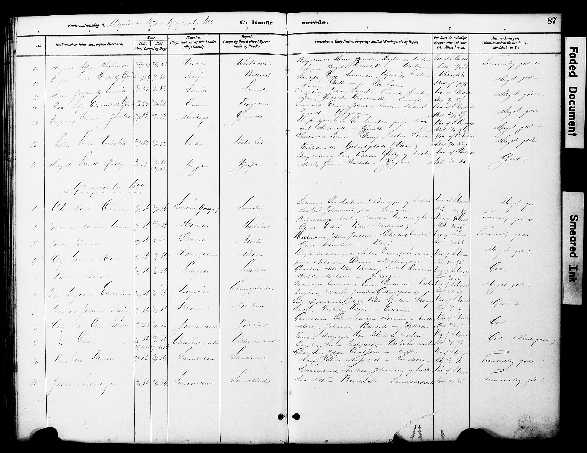 Ministerialprotokoller, klokkerbøker og fødselsregistre - Nord-Trøndelag, AV/SAT-A-1458/722/L0226: Parish register (copy) no. 722C02, 1889-1927, p. 87