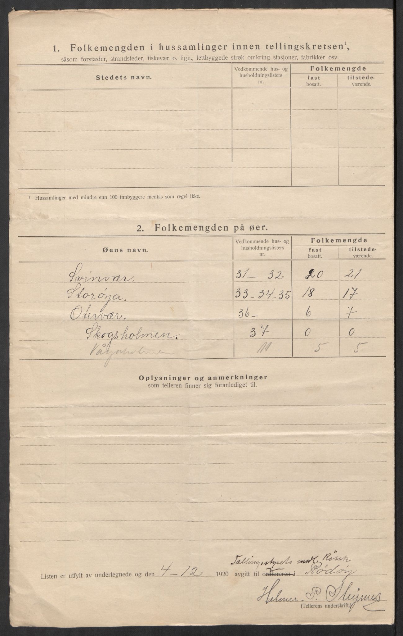 SAT, 1920 census for Rødøy, 1920, p. 32
