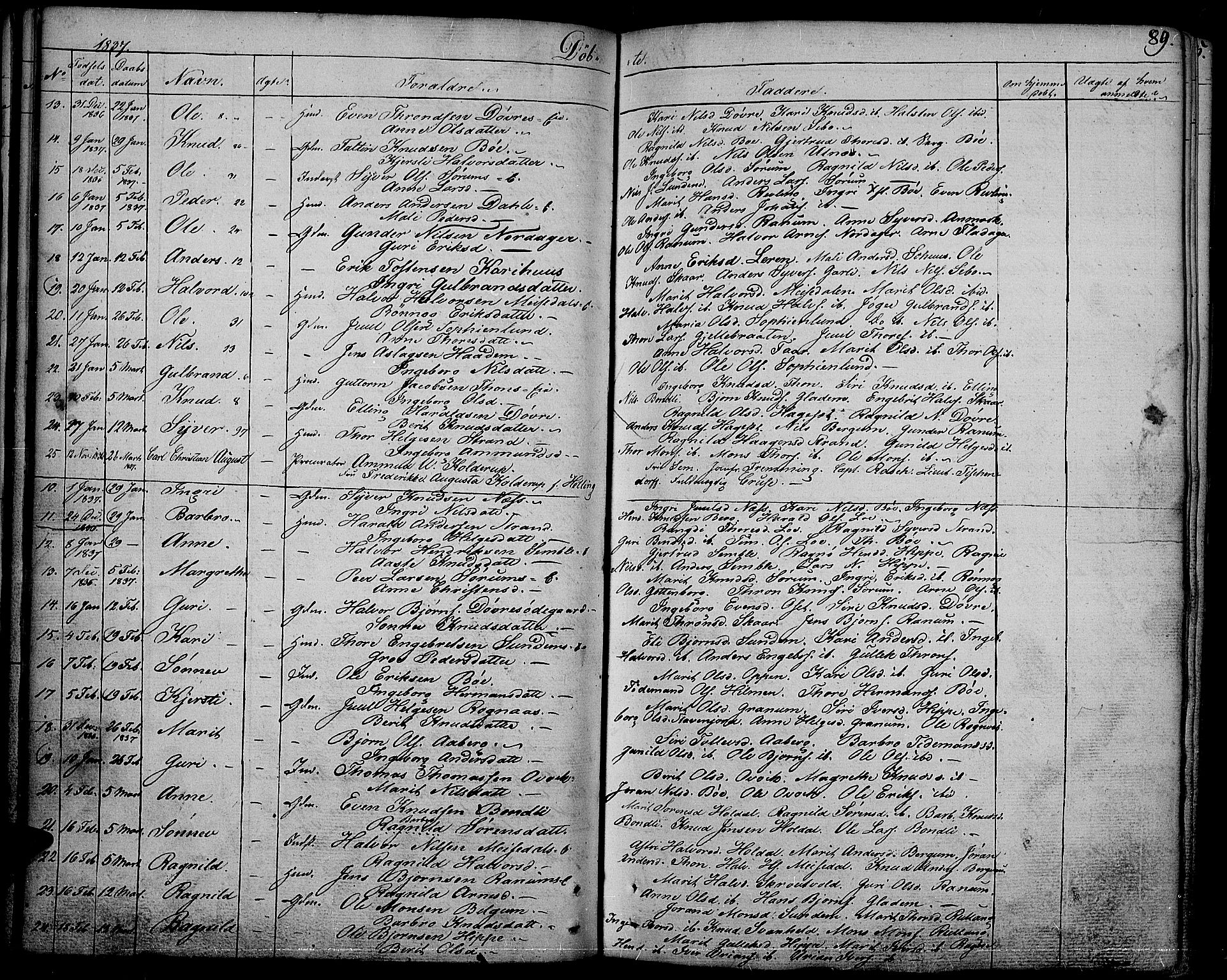 Nord-Aurdal prestekontor, SAH/PREST-132/H/Ha/Haa/L0003: Parish register (official) no. 3, 1828-1841, p. 89