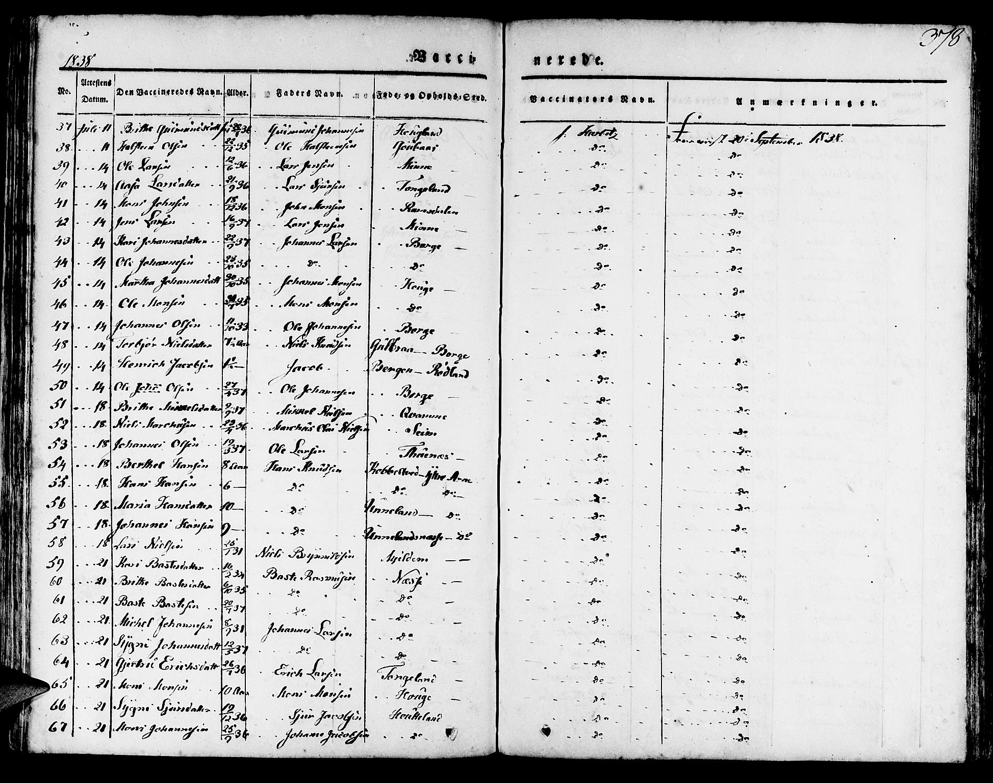 Haus sokneprestembete, AV/SAB-A-75601/H/Haa: Parish register (official) no. A 14, 1827-1838, p. 378