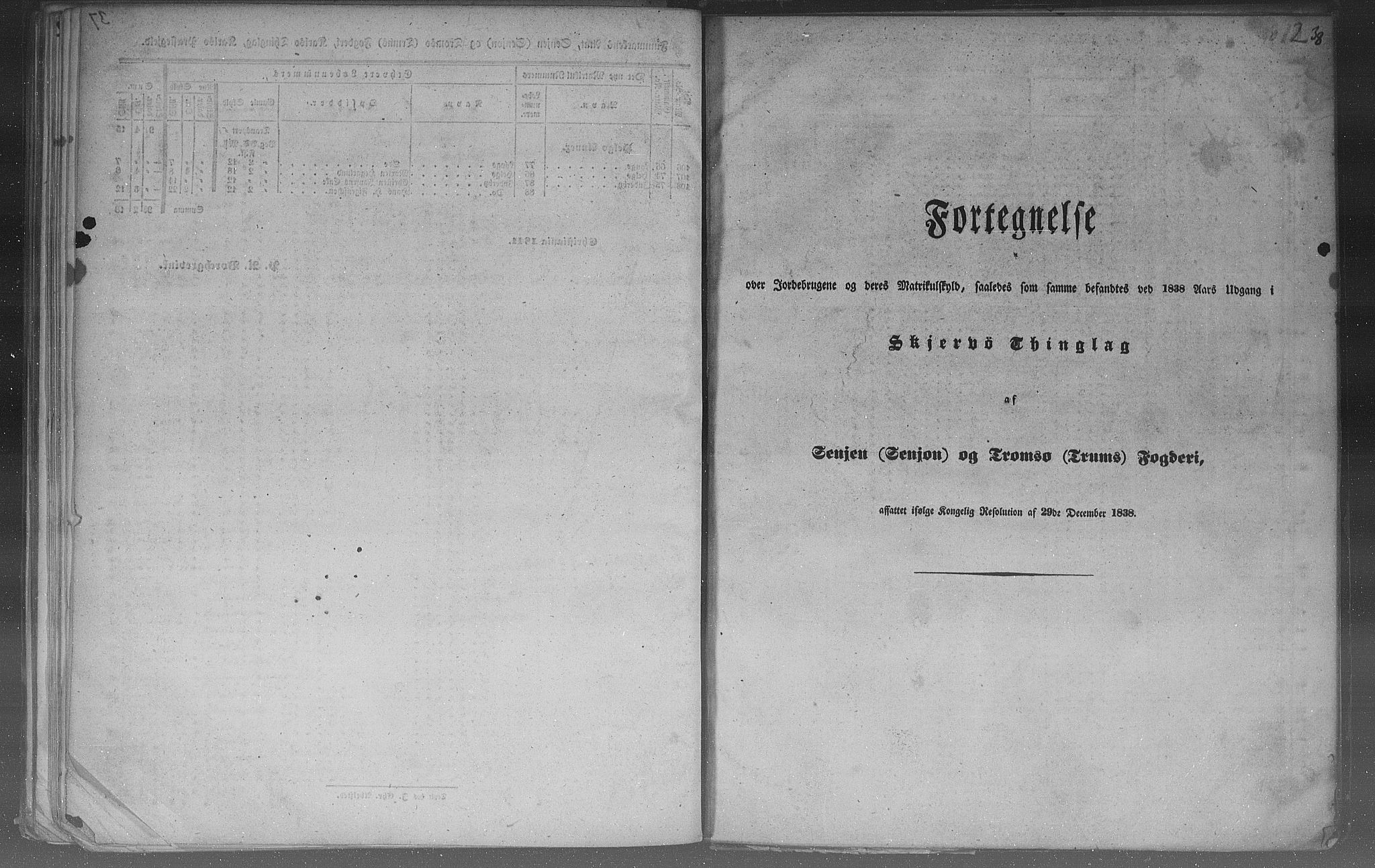 Rygh, AV/RA-PA-0034/F/Fb/L0015/0003: Matrikkelen for 1838 / Matrikkelen for 1838 - Tromsø amt (Troms fylke), 1838, p. 38a