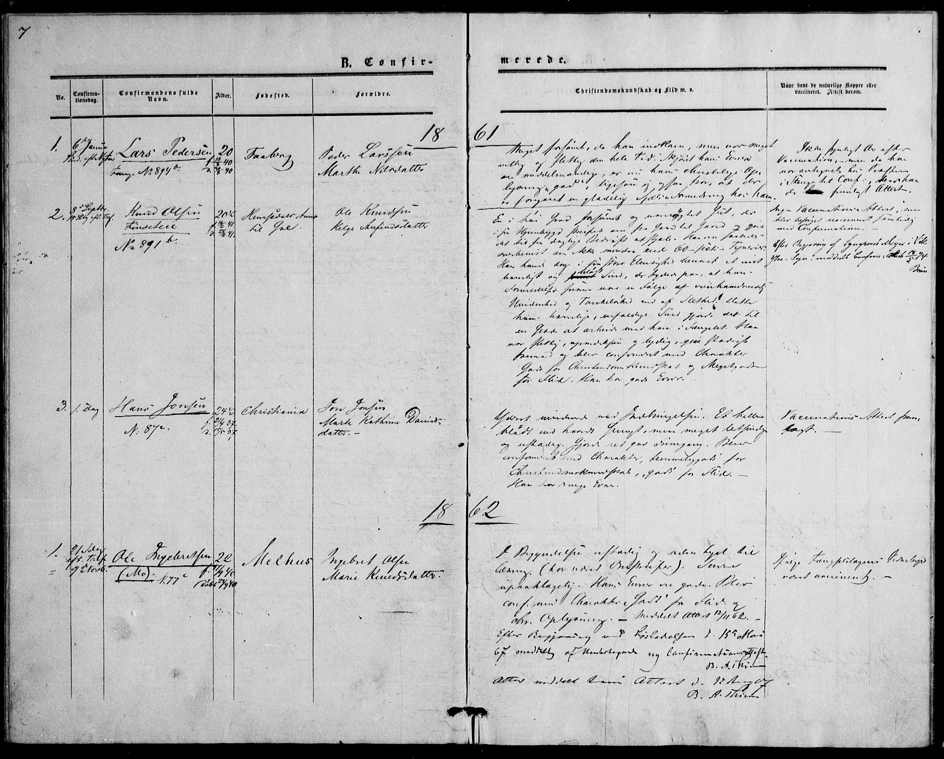 Botsfengslet prestekontor kirkebøker, SAO/A-11688a: Parish register (official) no. 1, 1853-1880, p. 7