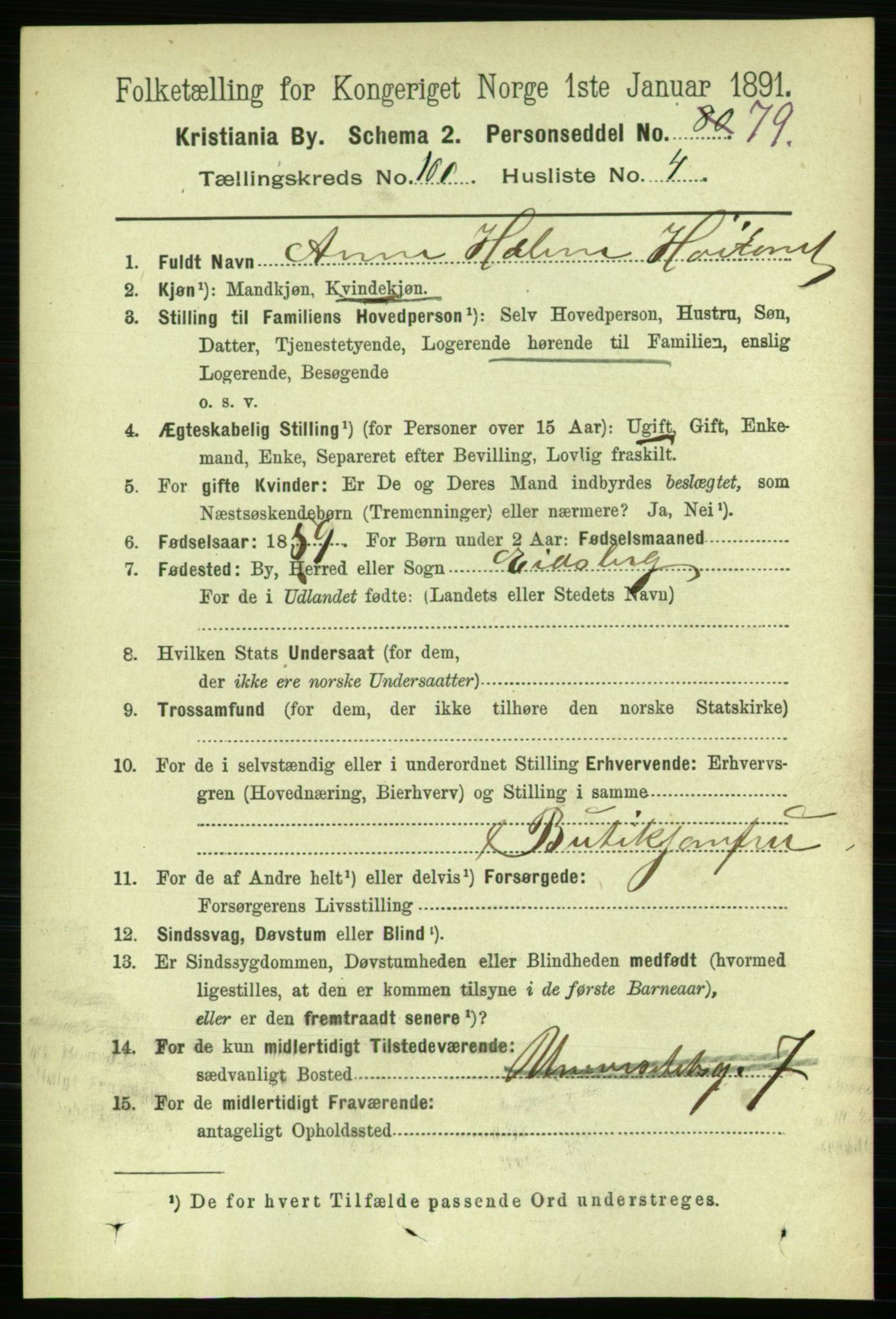 RA, 1891 census for 0301 Kristiania, 1891, p. 49317
