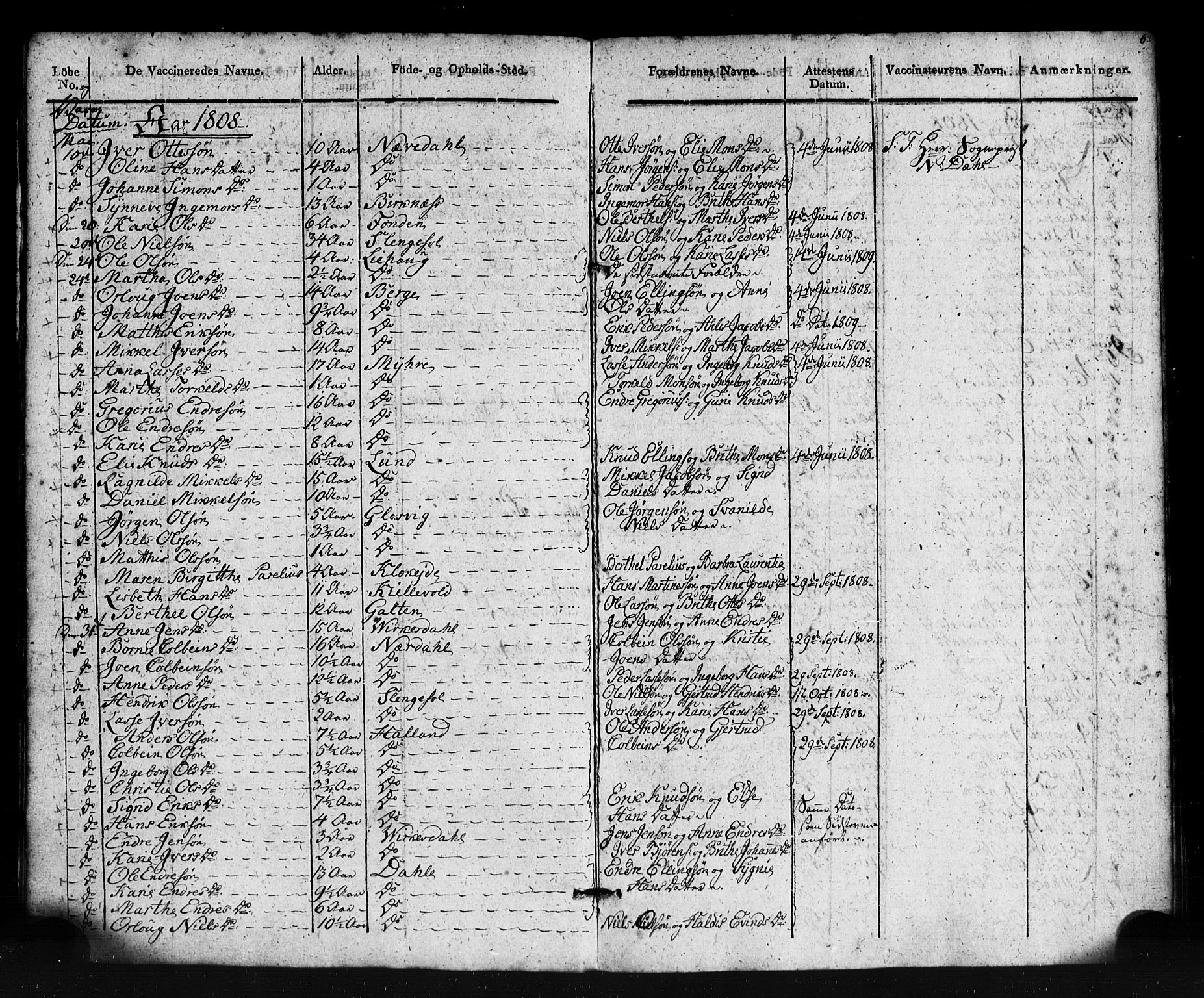 Gulen sokneprestembete, AV/SAB-A-80201/H/Haa/Haaa/L0024: Parish register (official) no. A 24, 1806-1821, p. 6