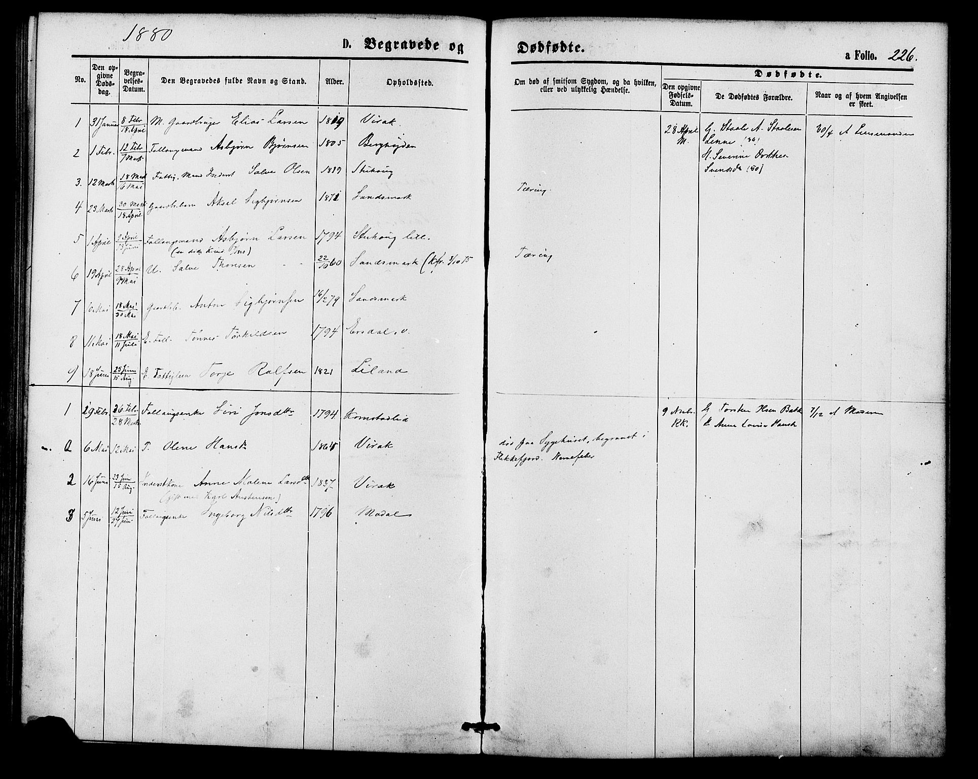 Bakke sokneprestkontor, AV/SAK-1111-0002/F/Fa/Faa/L0007: Parish register (official) no. A 7, 1877-1886, p. 226