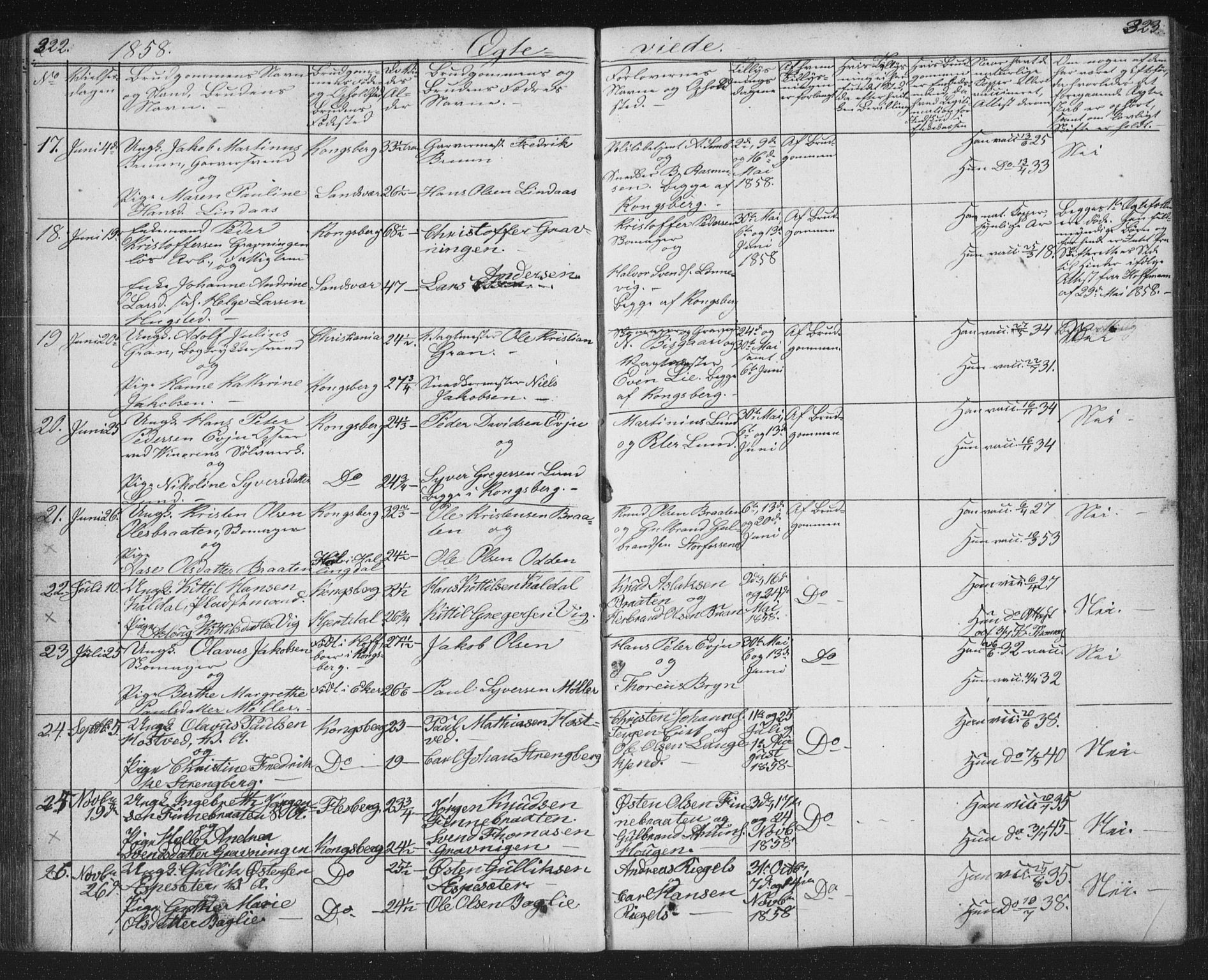 Kongsberg kirkebøker, SAKO/A-22/G/Ga/L0002: Parish register (copy) no. 2, 1839-1858, p. 322-323