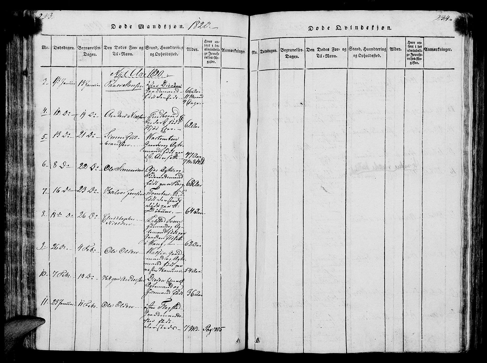 Vang prestekontor, Hedmark, SAH/PREST-008/H/Ha/Hab/L0004: Parish register (copy) no. 4, 1813-1827, p. 233-234