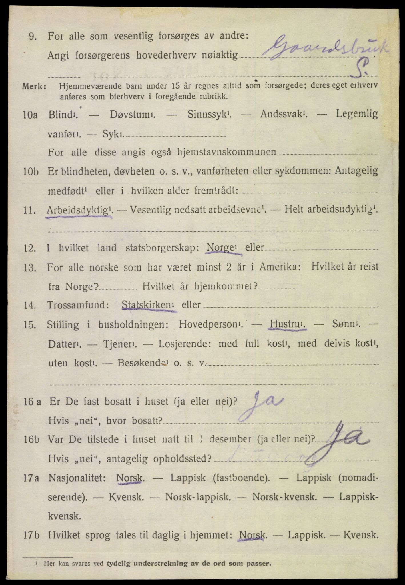 SAT, 1920 census for Hamarøy, 1920, p. 4199