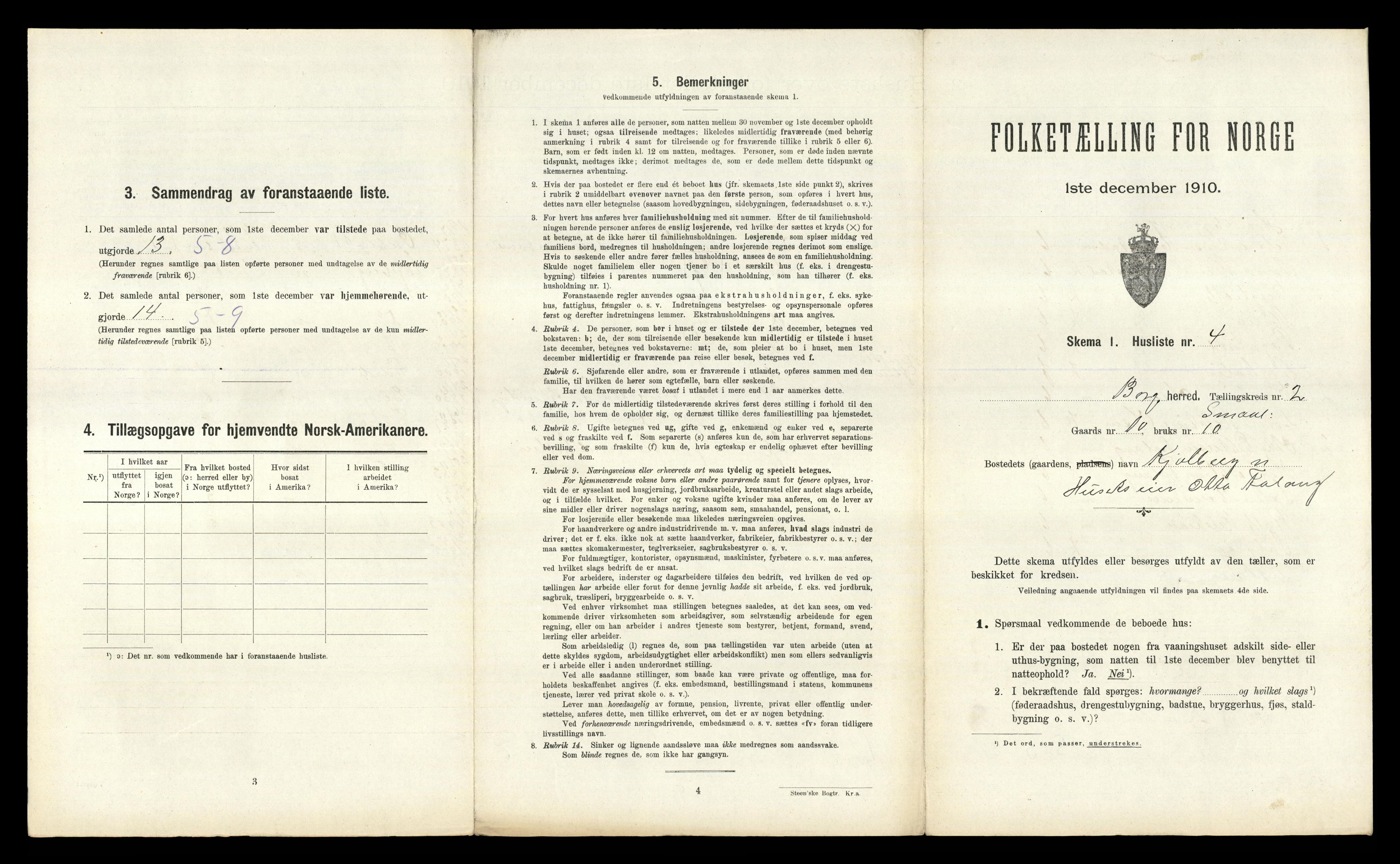 RA, 1910 census for Borge, 1910, p. 186