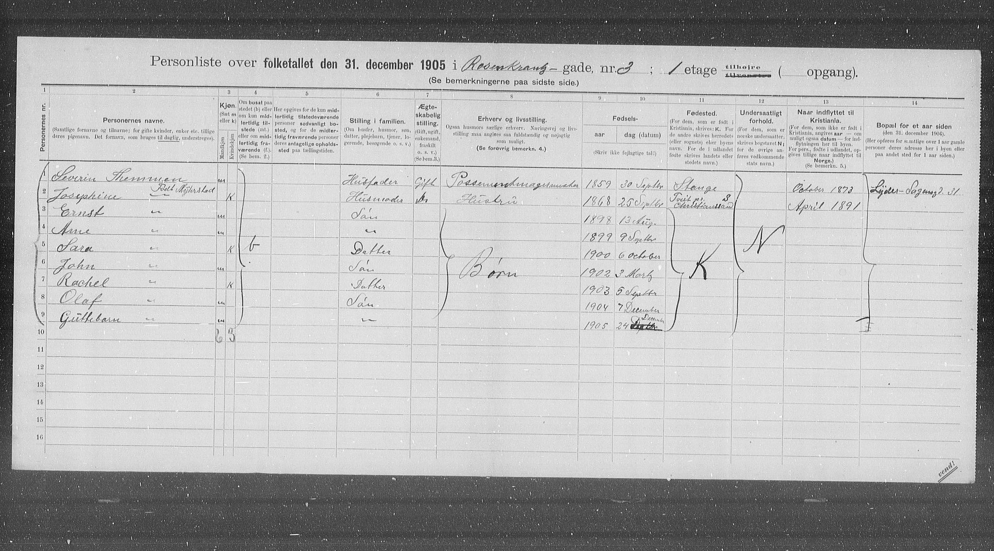 OBA, Municipal Census 1905 for Kristiania, 1905, p. 44125