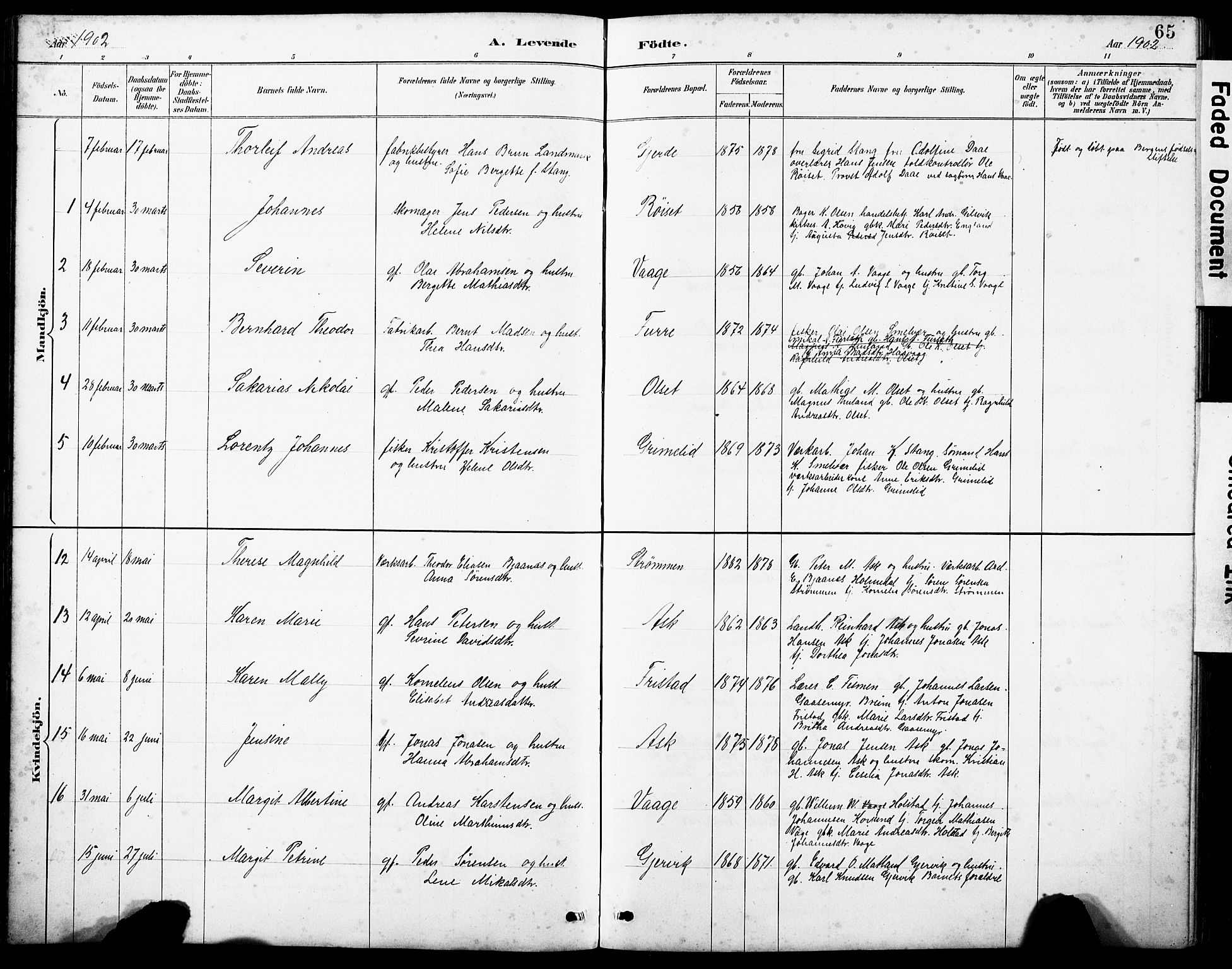 Askvoll sokneprestembete, AV/SAB-A-79501/H/Hab/Haba/L0003: Parish register (copy) no. A 3, 1886-1928, p. 65