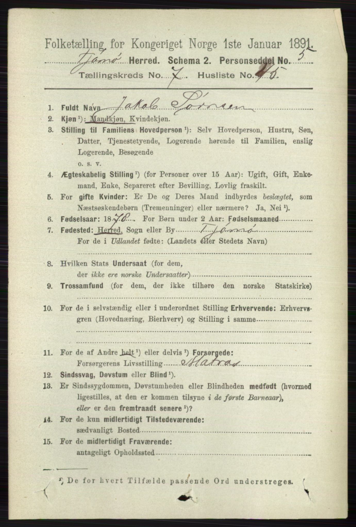 RA, 1891 census for 0723 Tjøme, 1891, p. 2717