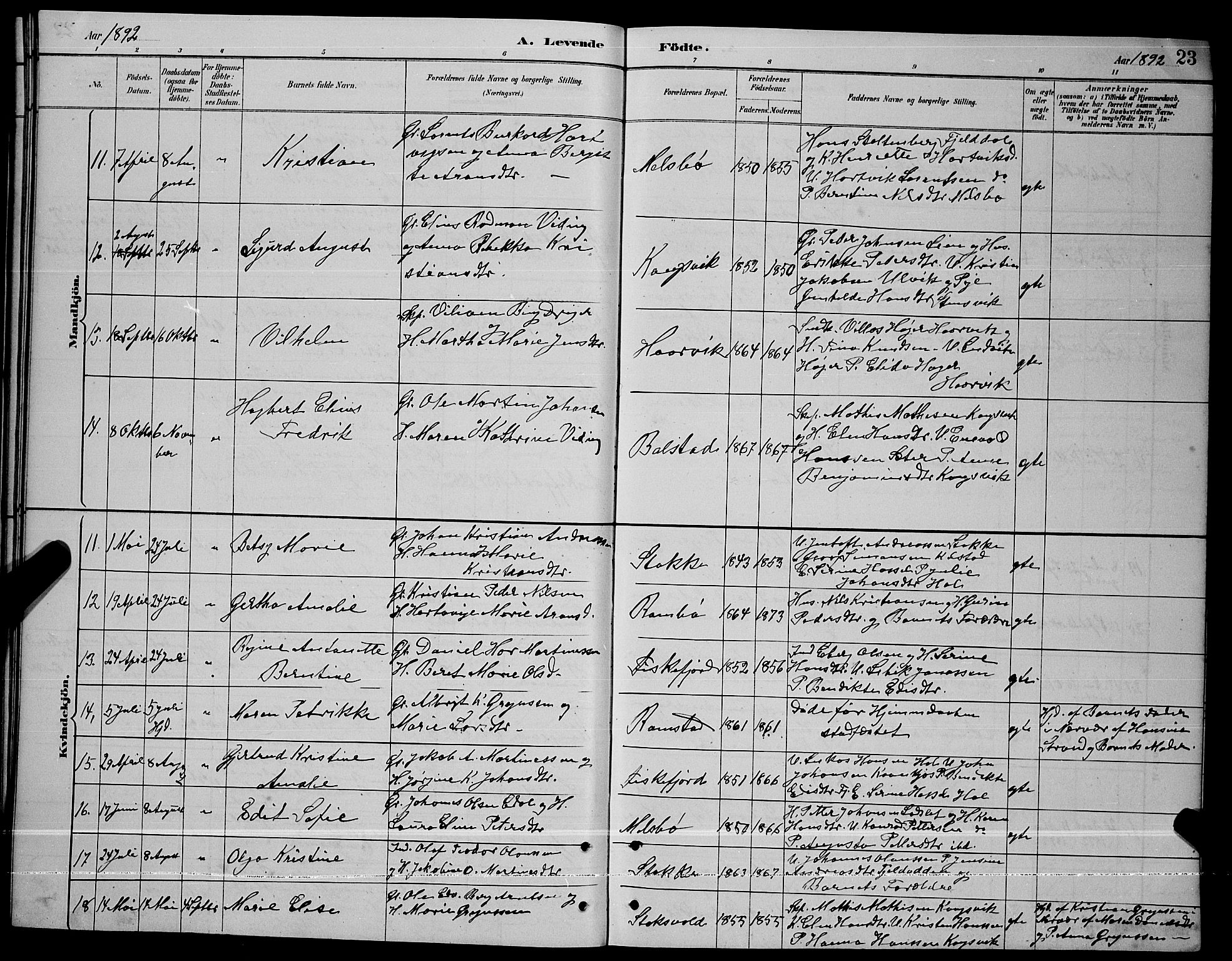 Ministerialprotokoller, klokkerbøker og fødselsregistre - Nordland, AV/SAT-A-1459/865/L0931: Parish register (copy) no. 865C03, 1885-1901, p. 23