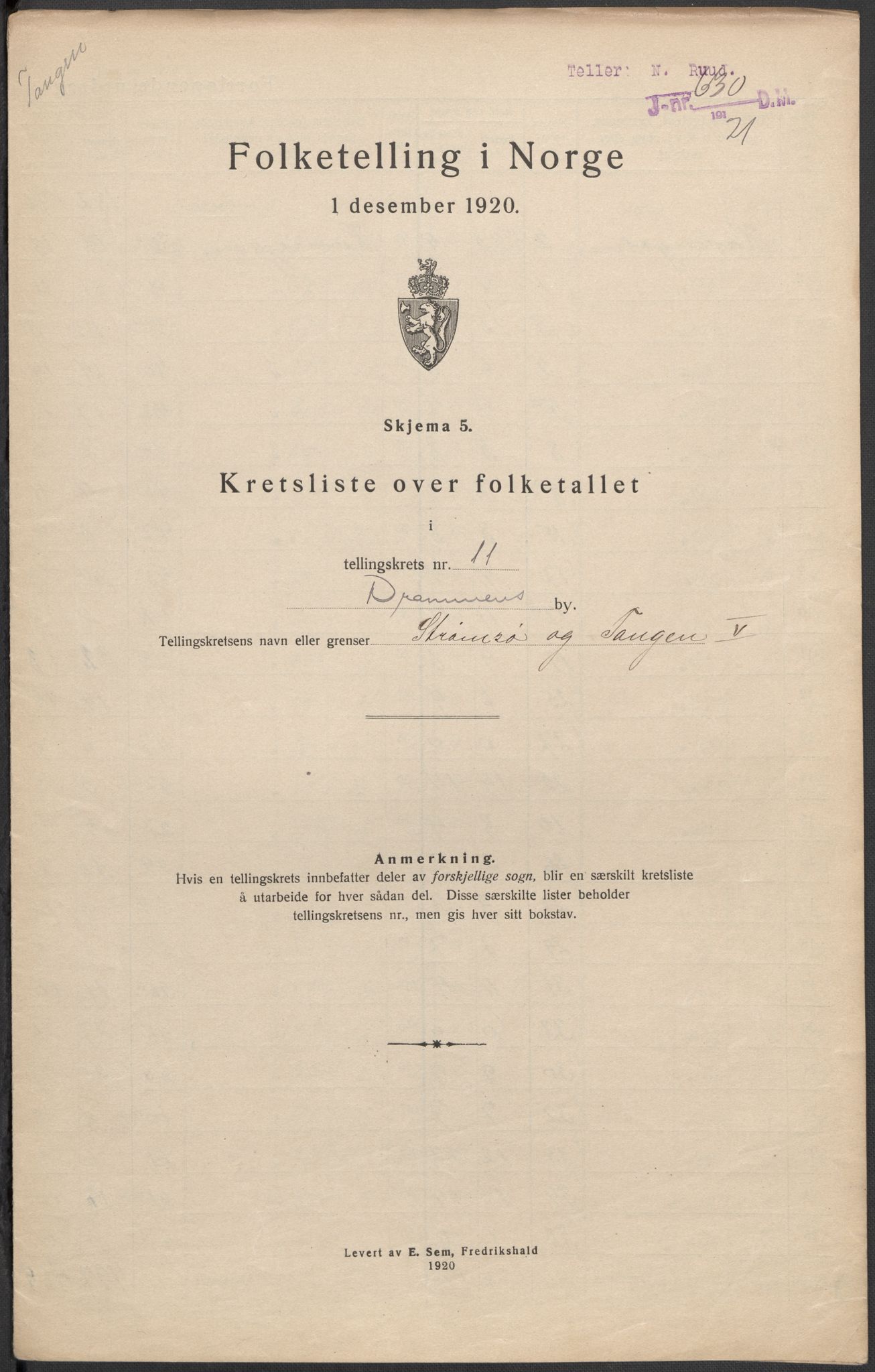 SAKO, 1920 census for Drammen, 1920, p. 88