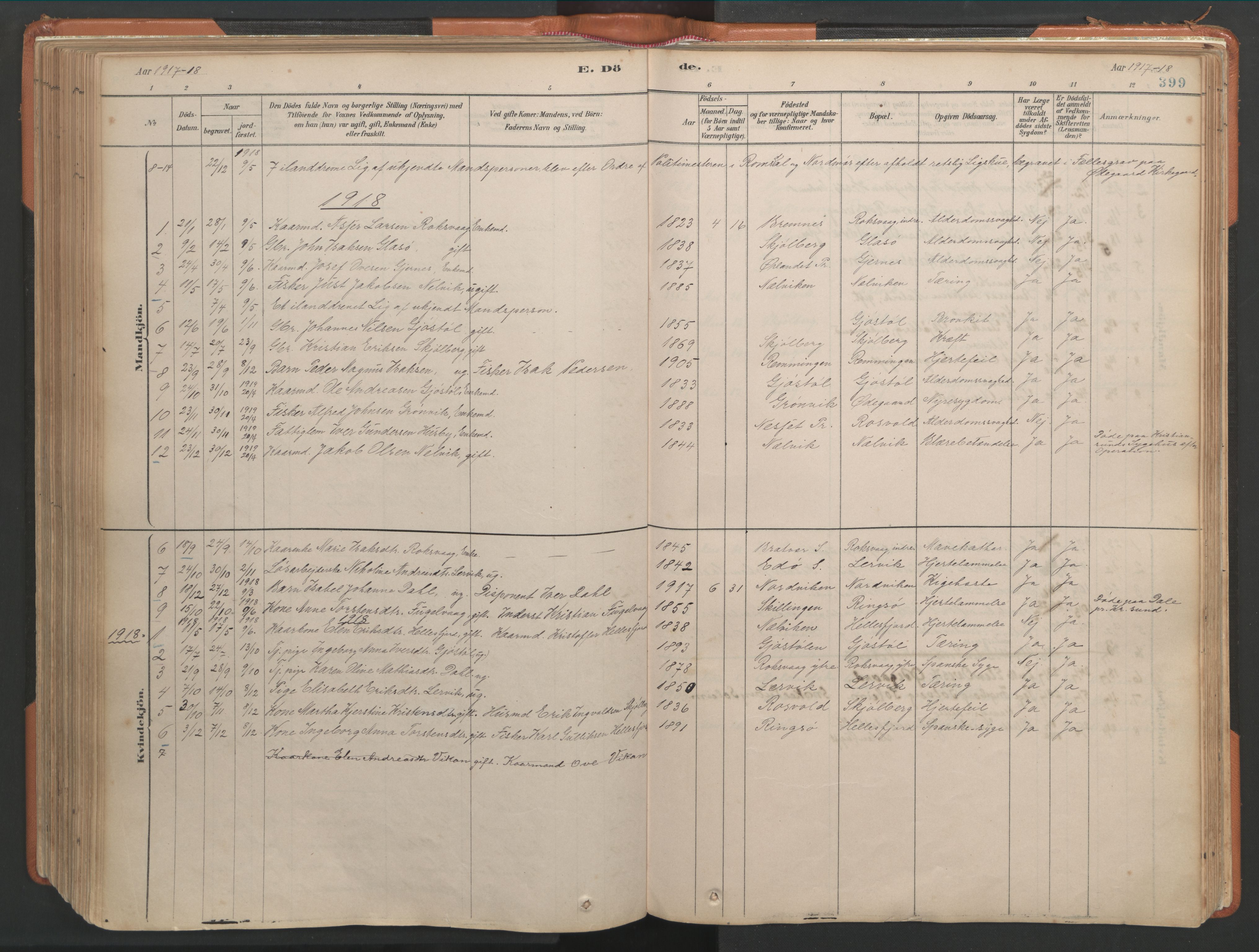 Ministerialprotokoller, klokkerbøker og fødselsregistre - Møre og Romsdal, AV/SAT-A-1454/581/L0941: Parish register (official) no. 581A09, 1880-1919, p. 399