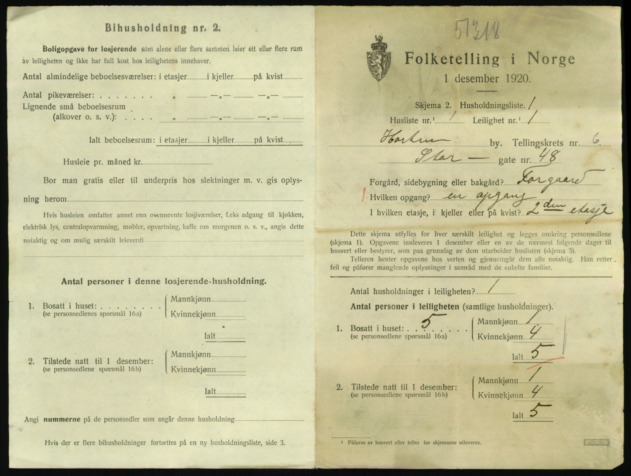 SAKO, 1920 census for Horten, 1920, p. 6305