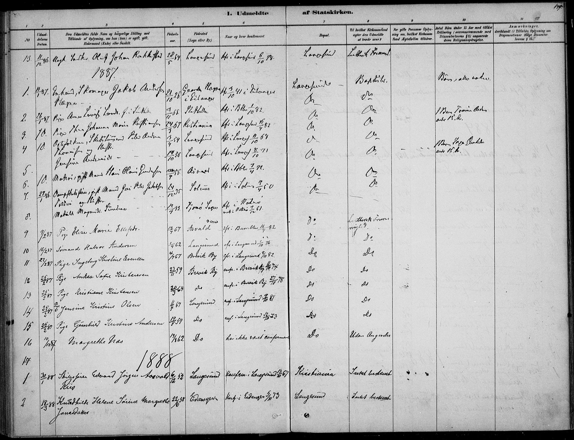 Langesund kirkebøker, SAKO/A-280/F/Fa/L0002: Parish register (official) no. 2, 1878-1892, p. 149