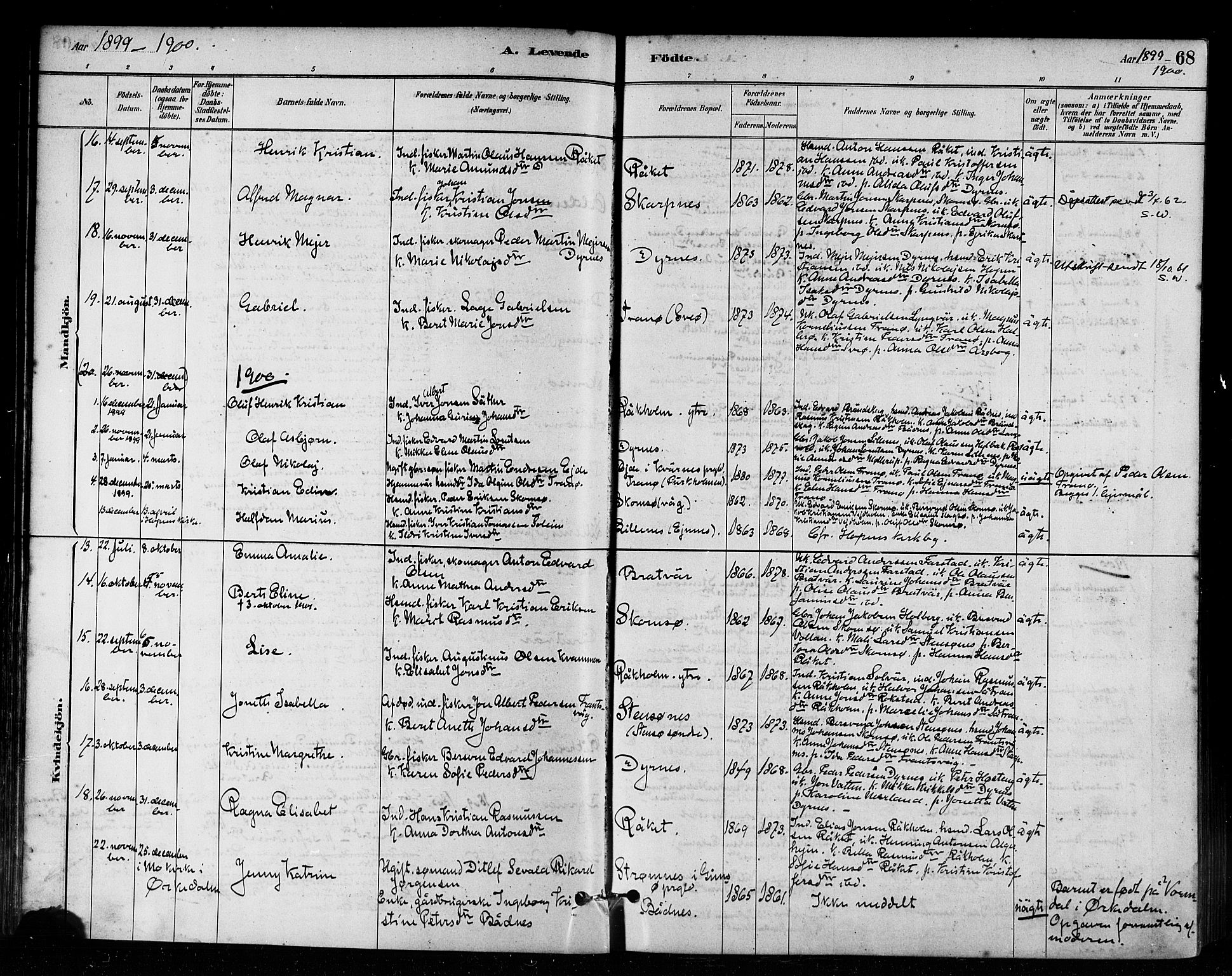 Ministerialprotokoller, klokkerbøker og fødselsregistre - Møre og Romsdal, AV/SAT-A-1454/582/L0947: Parish register (official) no. 582A01, 1880-1900, p. 68