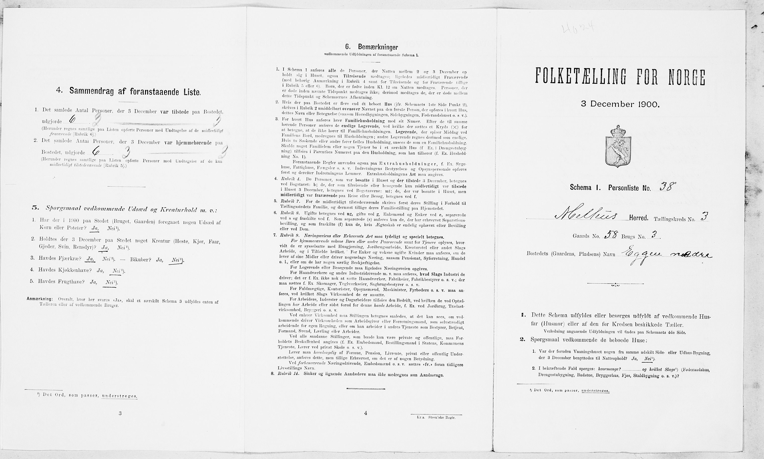 SAT, 1900 census for Melhus, 1900, p. 488
