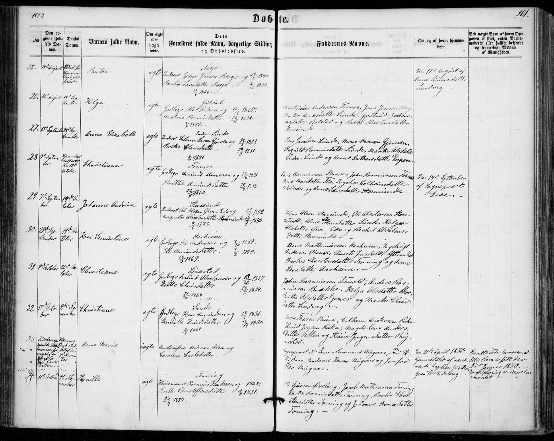 Stryn Sokneprestembete, SAB/A-82501: Parish register (official) no. A 3, 1862-1877, p. 101