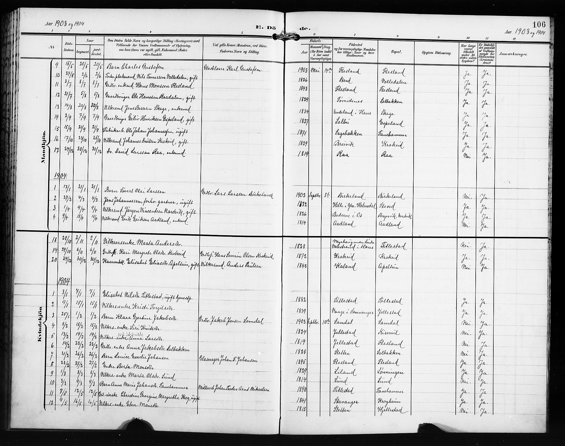 Fana Sokneprestembete, AV/SAB-A-75101/H/Hab/Haba/L0004: Parish register (copy) no. A 4, 1902-1912, p. 106