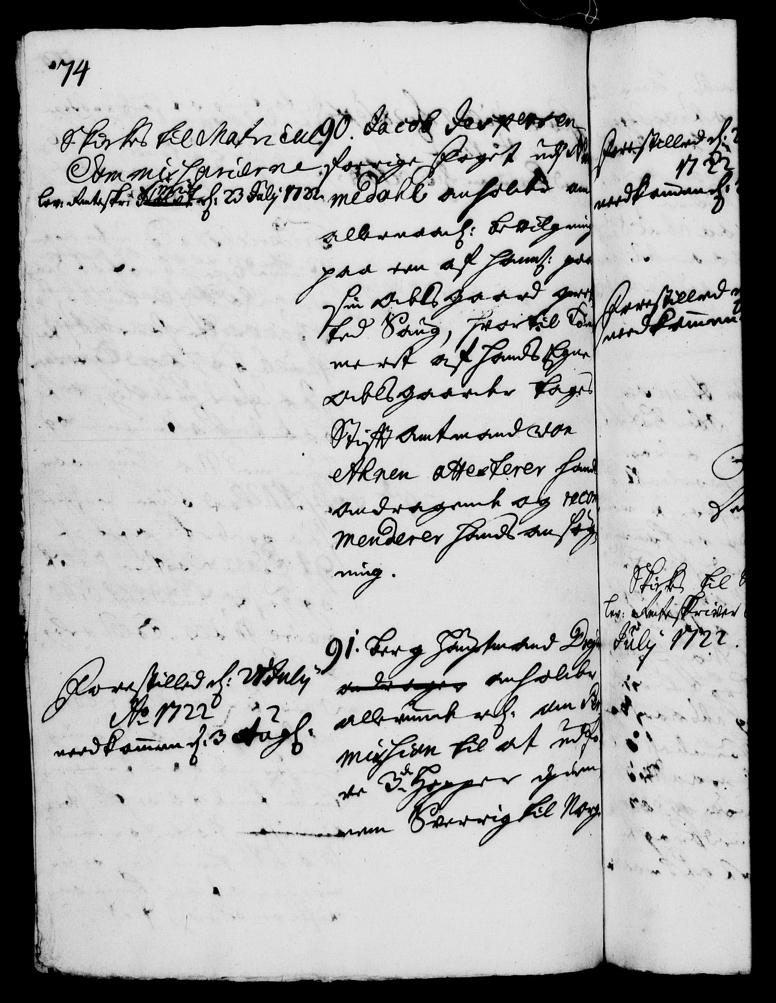 Rentekammeret, Kammerkanselliet, AV/RA-EA-3111/G/Gh/Gha/L0005: Norsk ekstraktmemorialprotokoll (merket RK 53.50), 1721-1723, p. 74
