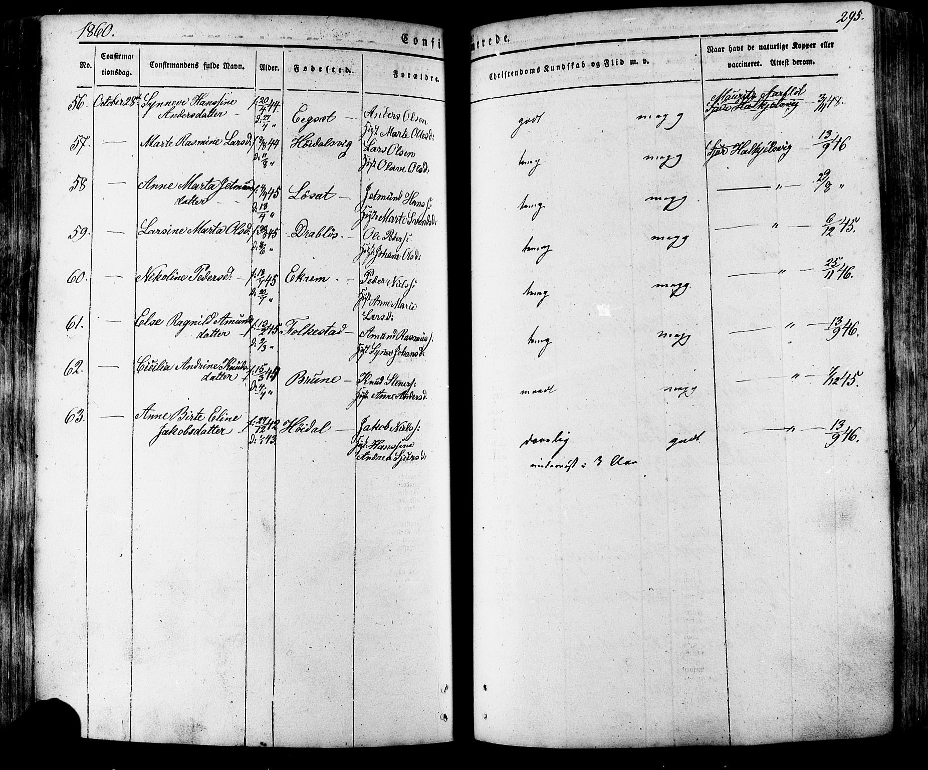 Ministerialprotokoller, klokkerbøker og fødselsregistre - Møre og Romsdal, SAT/A-1454/511/L0140: Parish register (official) no. 511A07, 1851-1878, p. 295