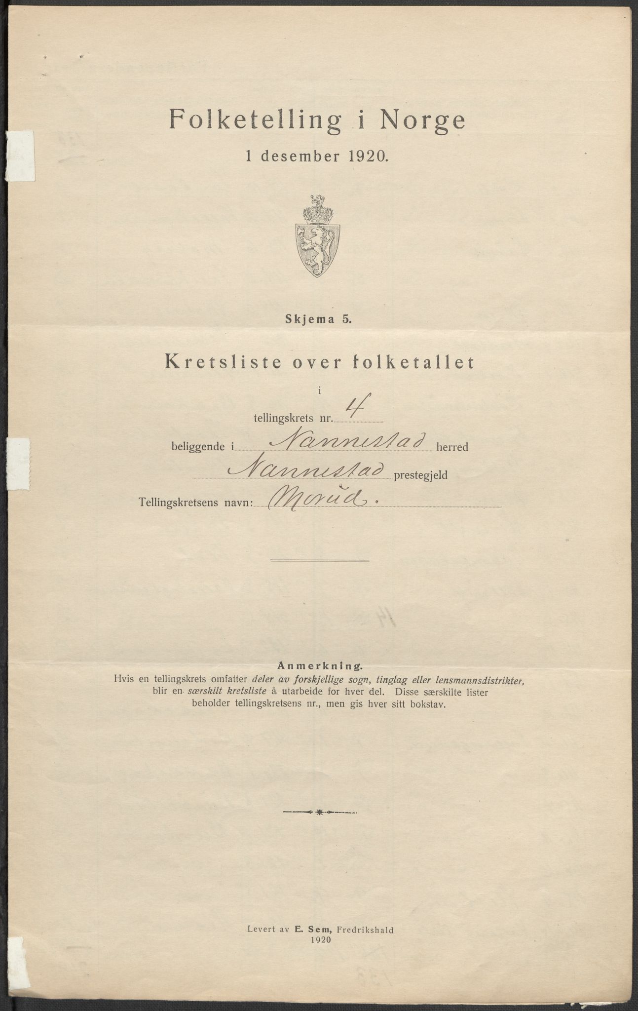 SAO, 1920 census for Nannestad, 1920, p. 23