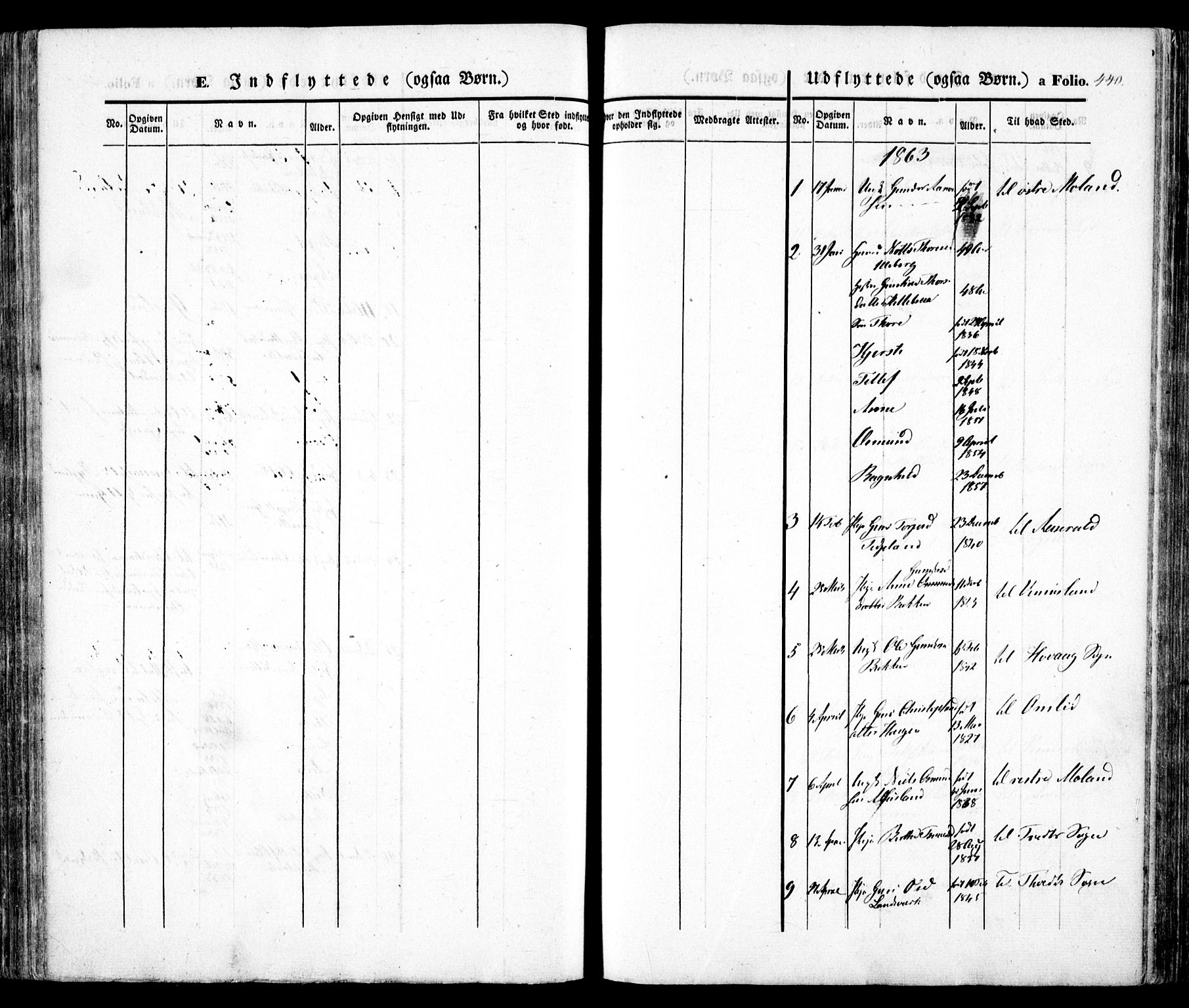 Evje sokneprestkontor, SAK/1111-0008/F/Fa/Faa/L0005: Parish register (official) no. A 5, 1843-1865, p. 440