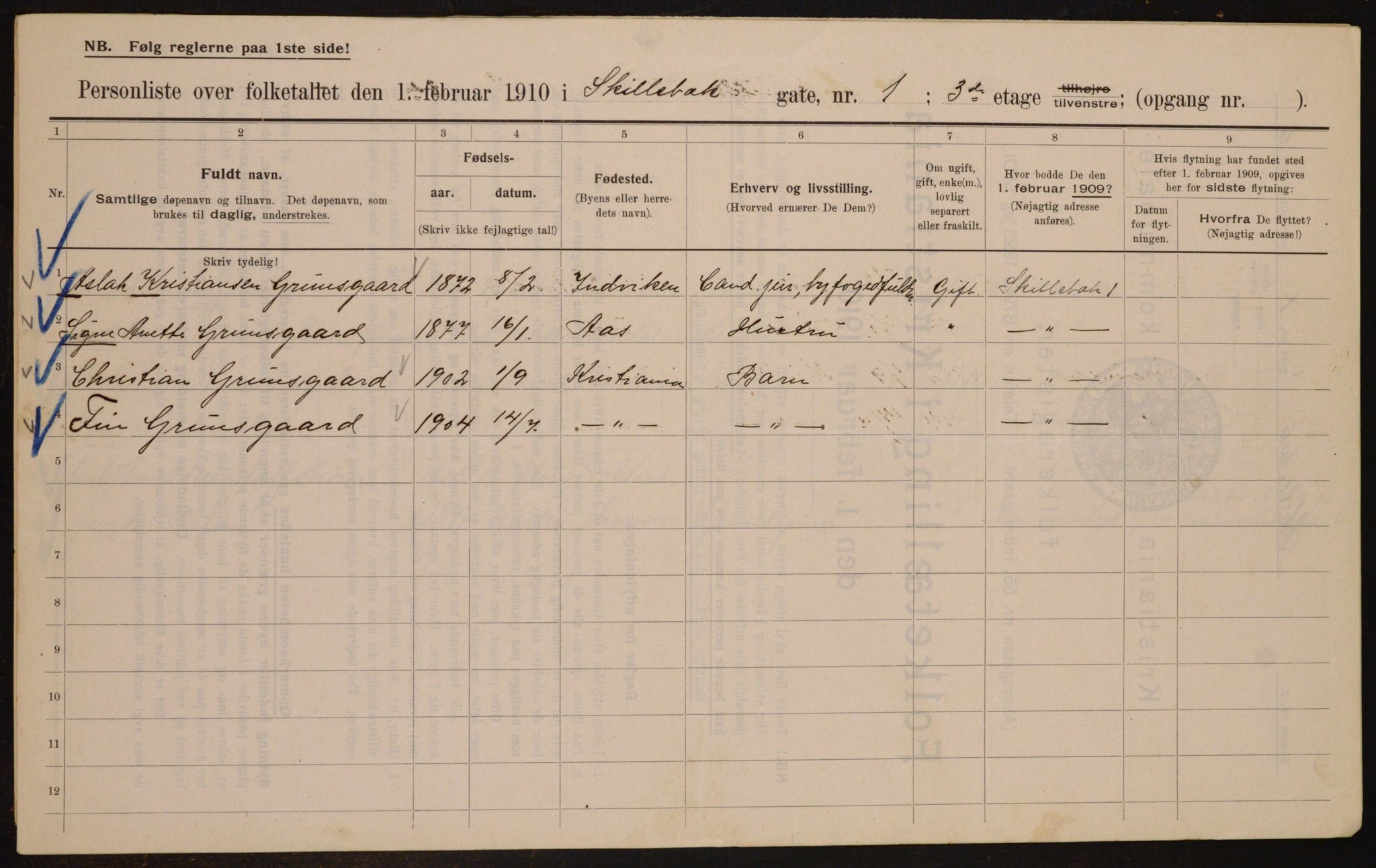 OBA, Municipal Census 1910 for Kristiania, 1910, p. 91028