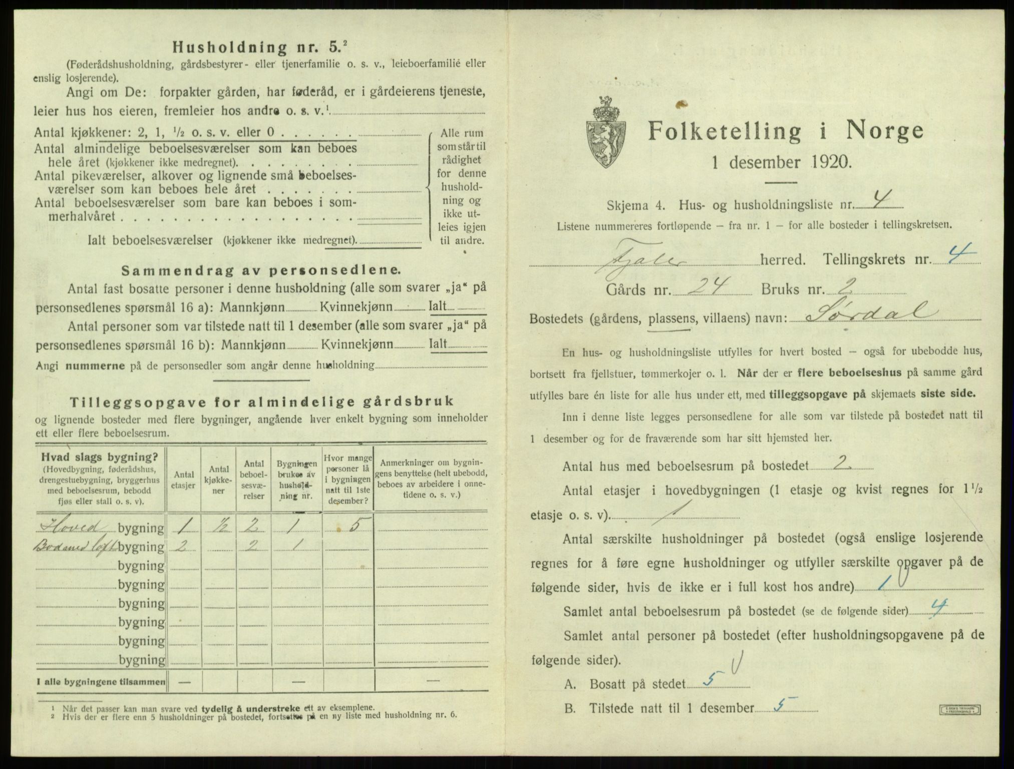 SAB, 1920 census for Fjaler, 1920, p. 367