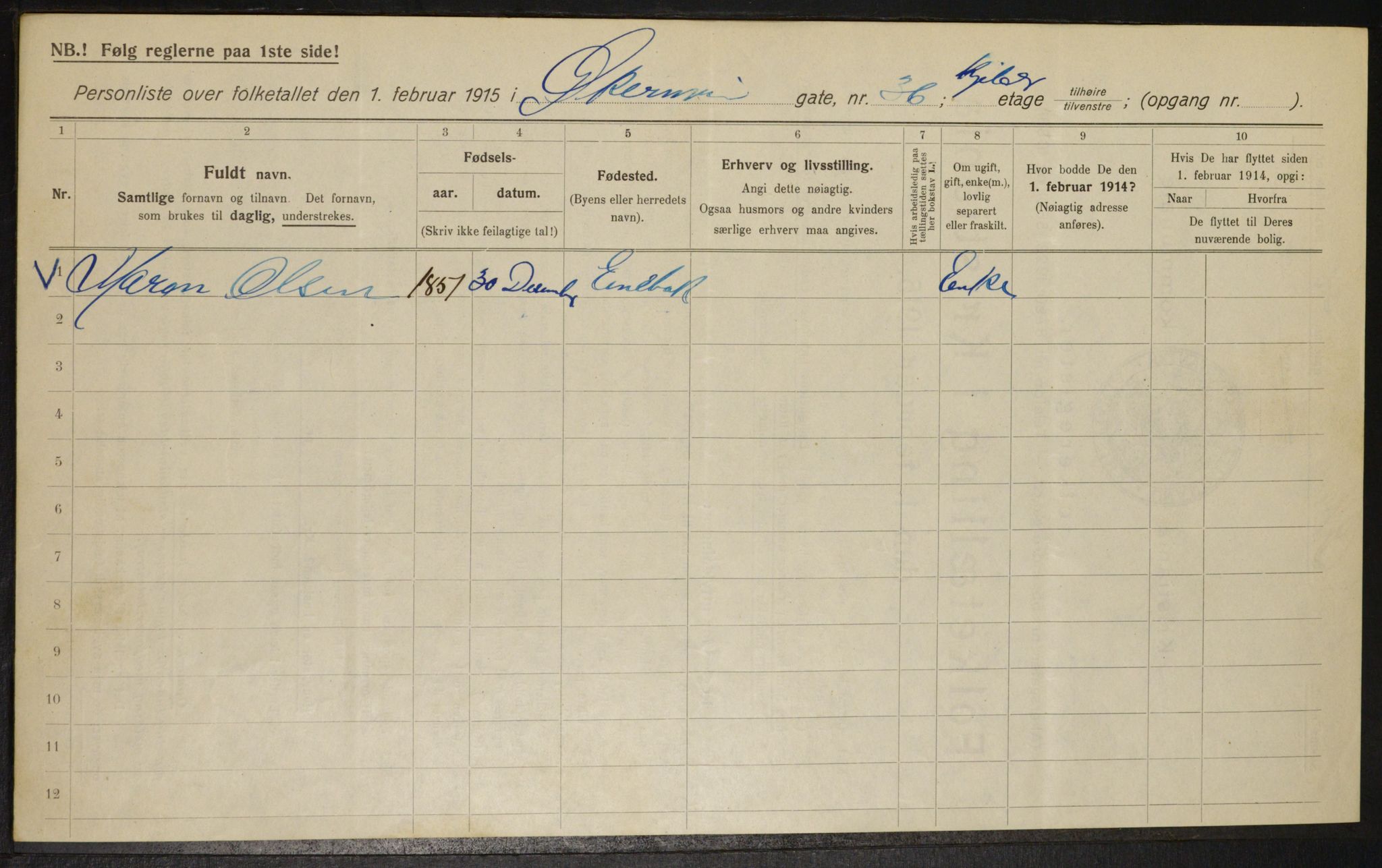 OBA, Municipal Census 1915 for Kristiania, 1915, p. 129489