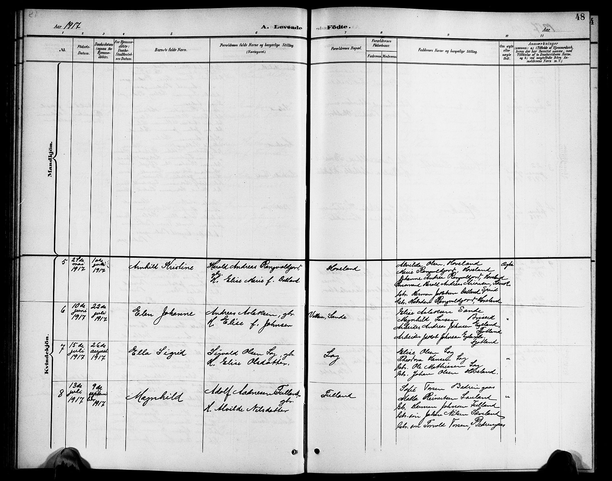 Herad sokneprestkontor, SAK/1111-0018/F/Fb/Fba/L0005: Parish register (copy) no. B 5, 1899-1921, p. 48