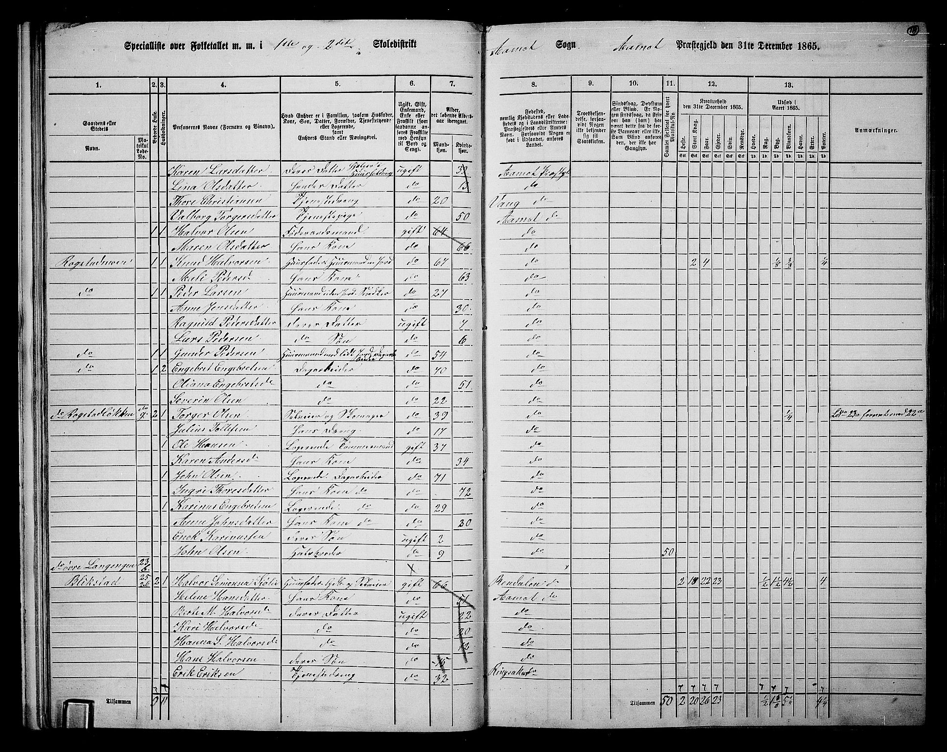 RA, 1865 census for Åmot, 1865, p. 16