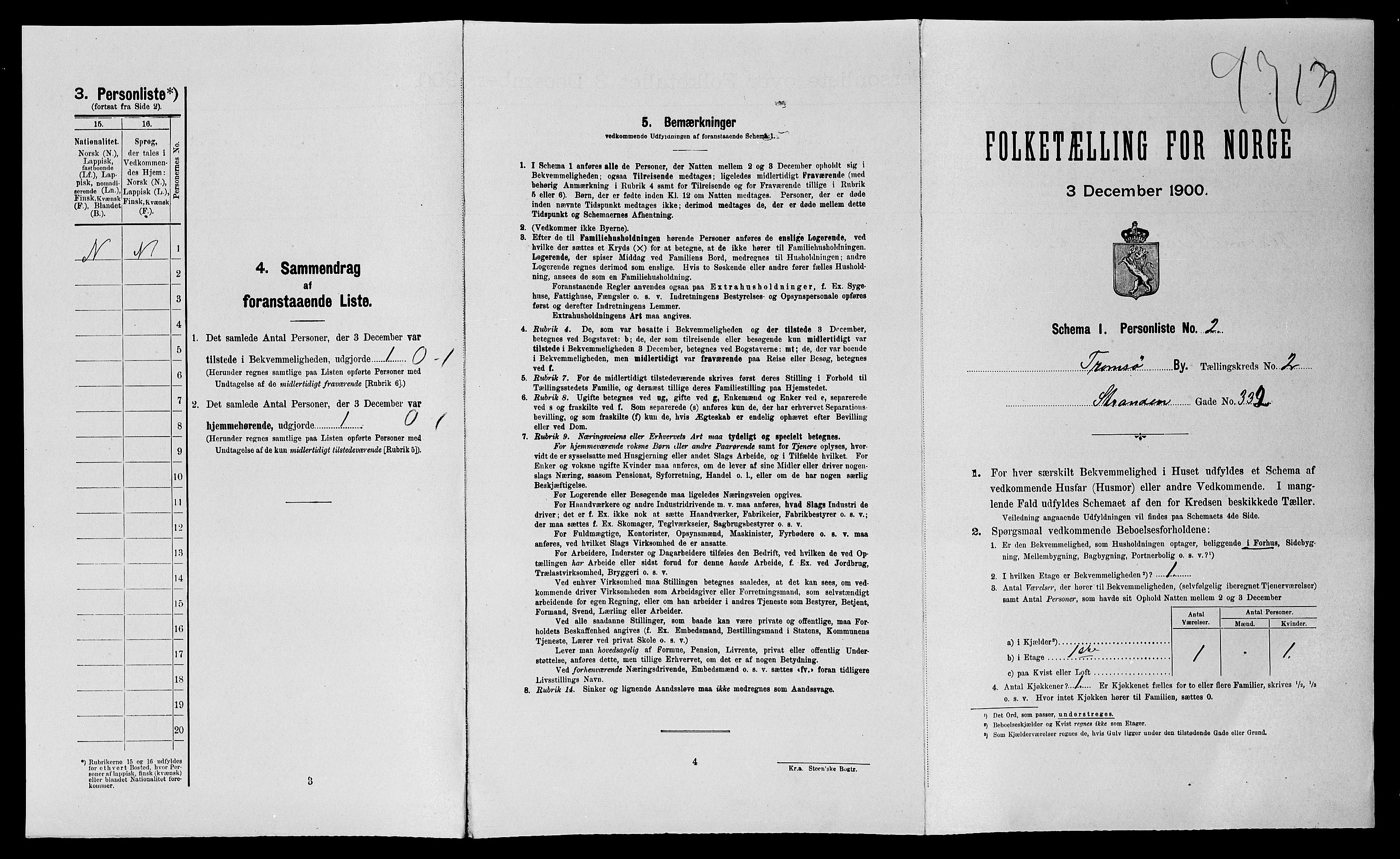 SATØ, 1900 census for Tromsø, 1900, p. 250