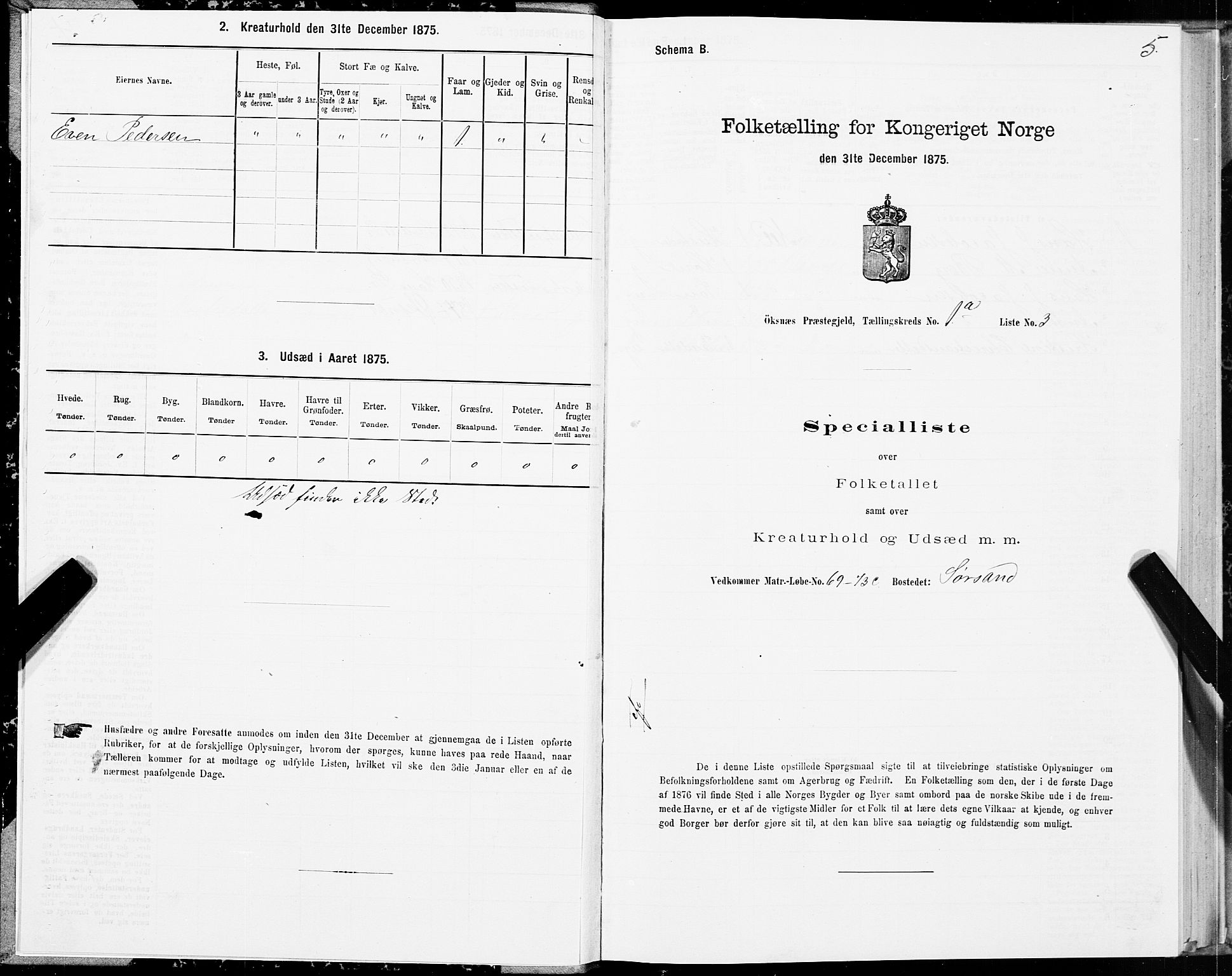 SAT, 1875 census for 1868P Øksnes, 1875, p. 1005