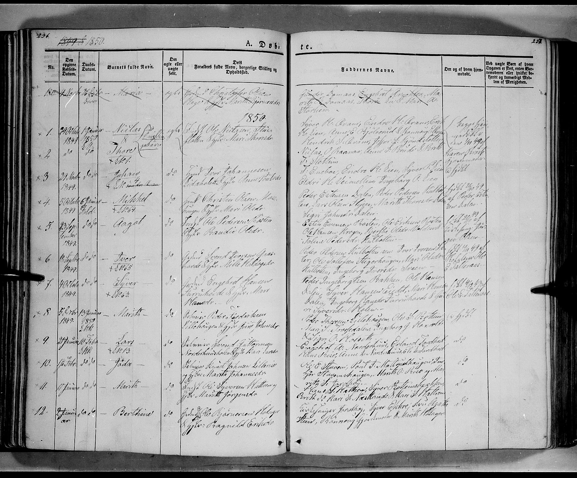 Lesja prestekontor, SAH/PREST-068/H/Ha/Haa/L0006: Parish register (official) no. 6A, 1843-1854, p. 236-237