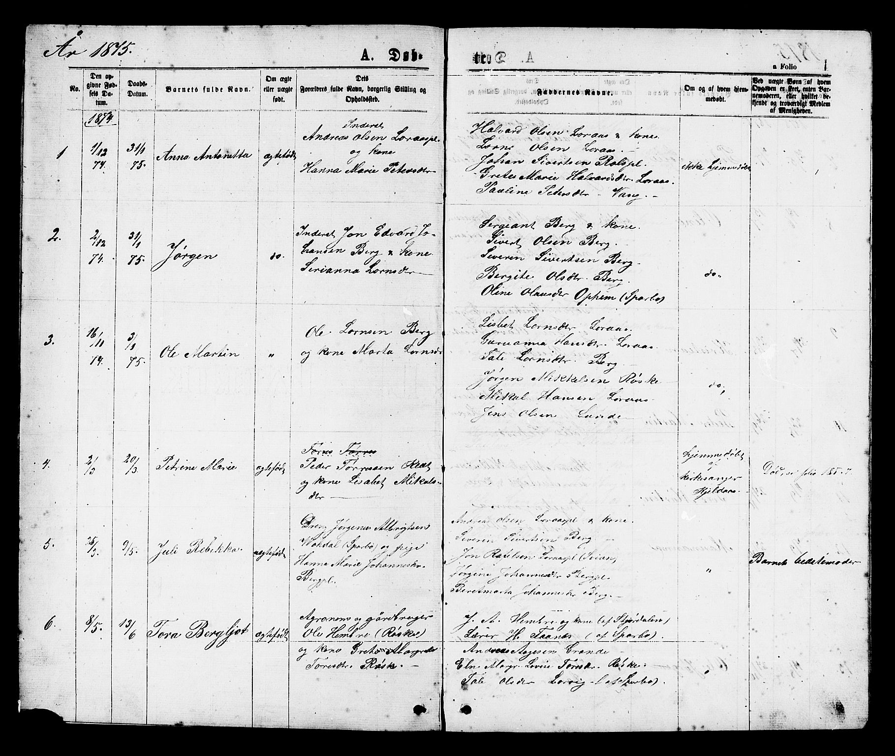 Ministerialprotokoller, klokkerbøker og fødselsregistre - Nord-Trøndelag, SAT/A-1458/731/L0311: Parish register (copy) no. 731C02, 1875-1911, p. 1