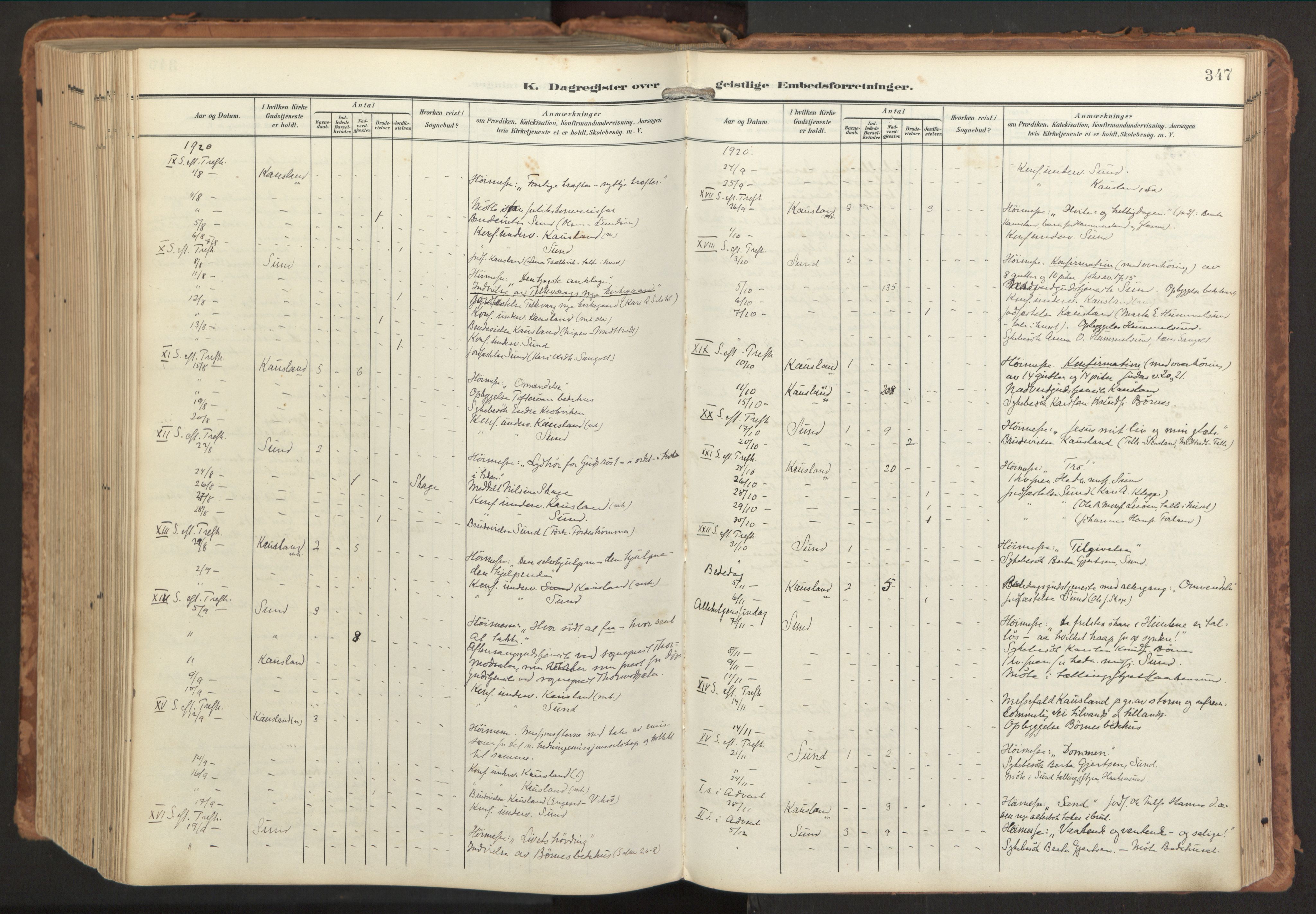 Sund sokneprestembete, AV/SAB-A-99930: Parish register (official) no. B 2, 1907-1926, p. 347