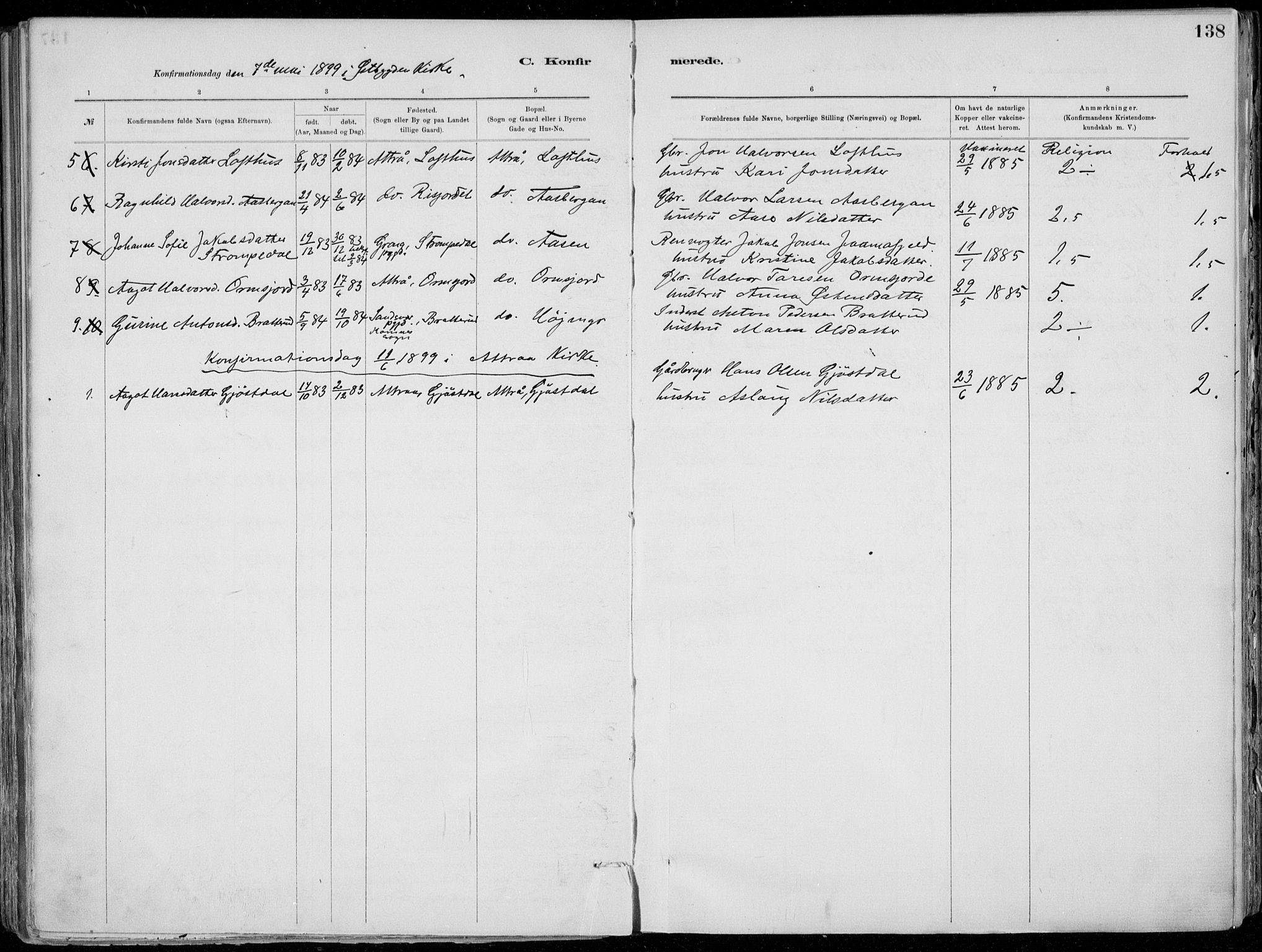 Tinn kirkebøker, SAKO/A-308/F/Fa/L0007: Parish register (official) no. I 7, 1878-1922, p. 138