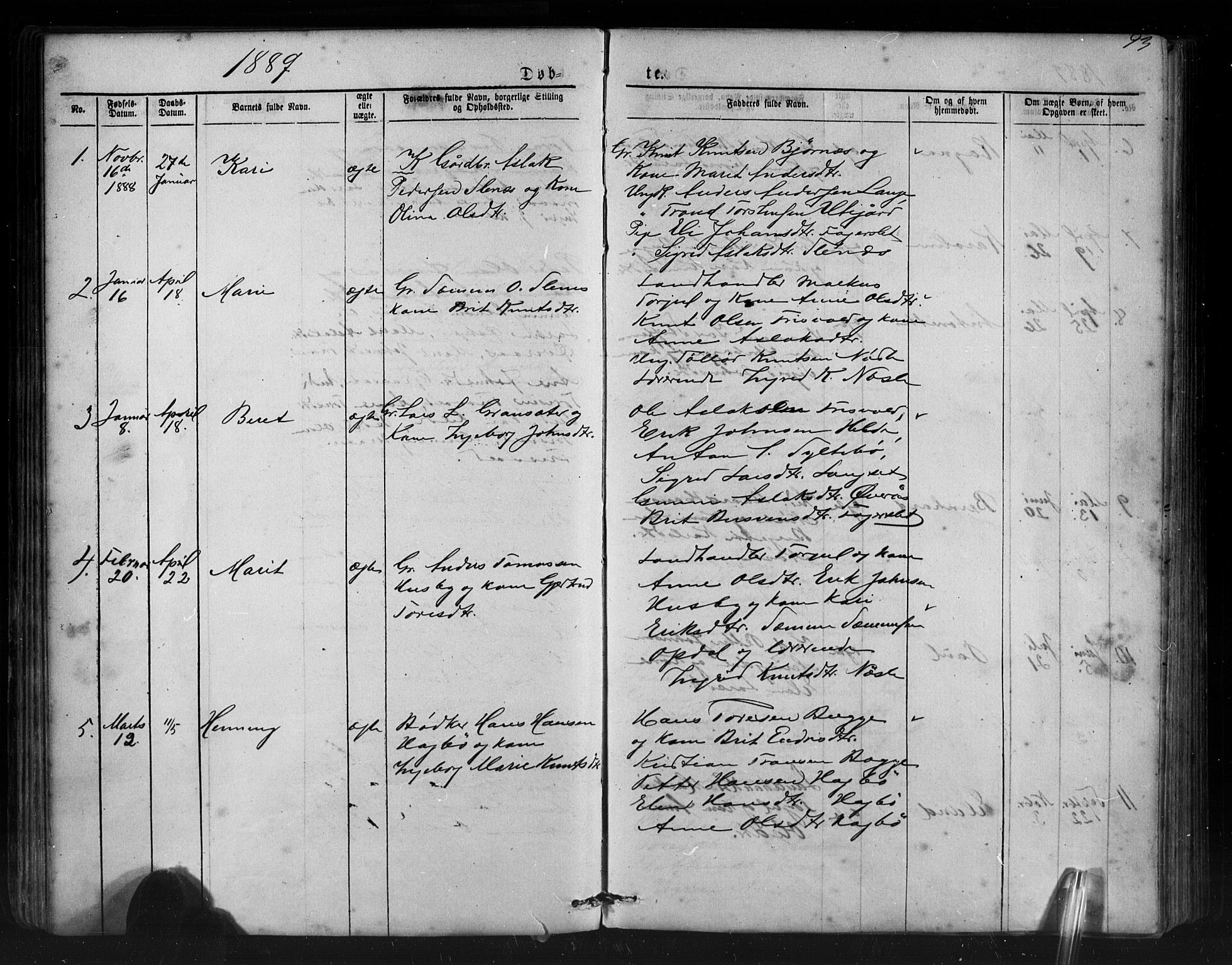Ministerialprotokoller, klokkerbøker og fødselsregistre - Møre og Romsdal, SAT/A-1454/552/L0638: Parish register (copy) no. 552C01, 1867-1902, p. 93