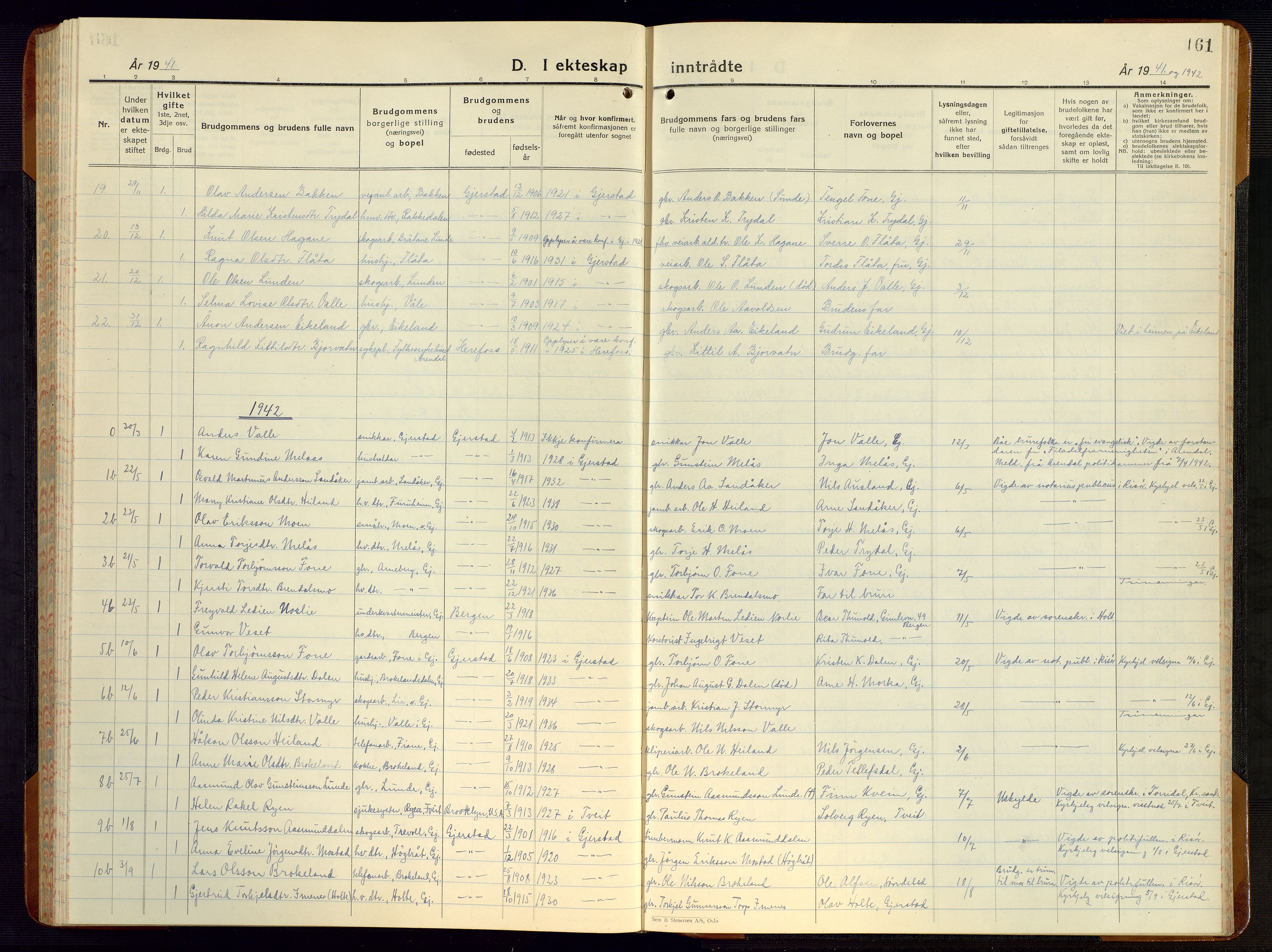 Gjerstad sokneprestkontor, AV/SAK-1111-0014/F/Fb/Fba/L0009: Parish register (copy) no. B 9, 1925-1946, p. 161