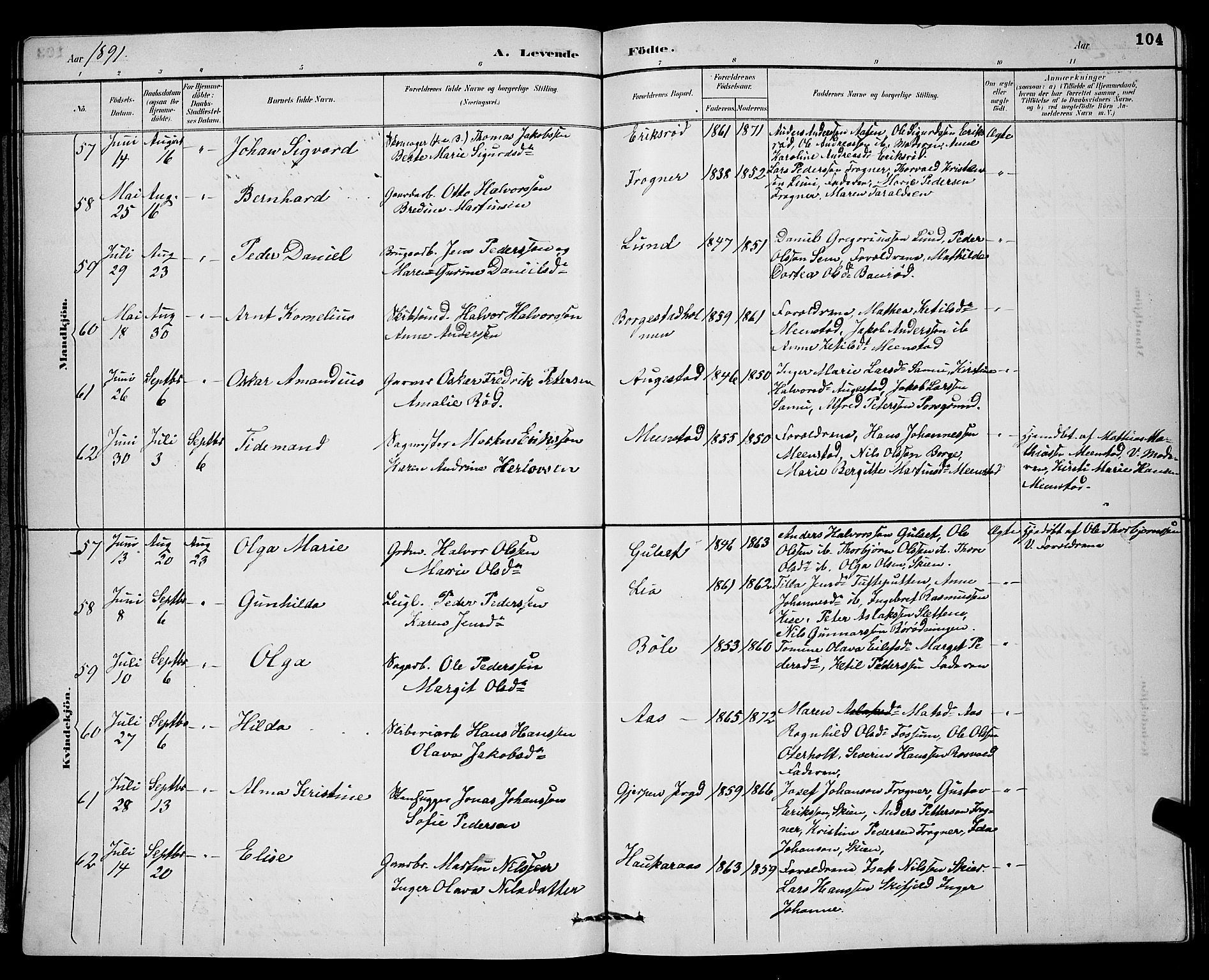 Gjerpen kirkebøker, AV/SAKO-A-265/G/Ga/L0002: Parish register (copy) no. I 2, 1883-1900, p. 104