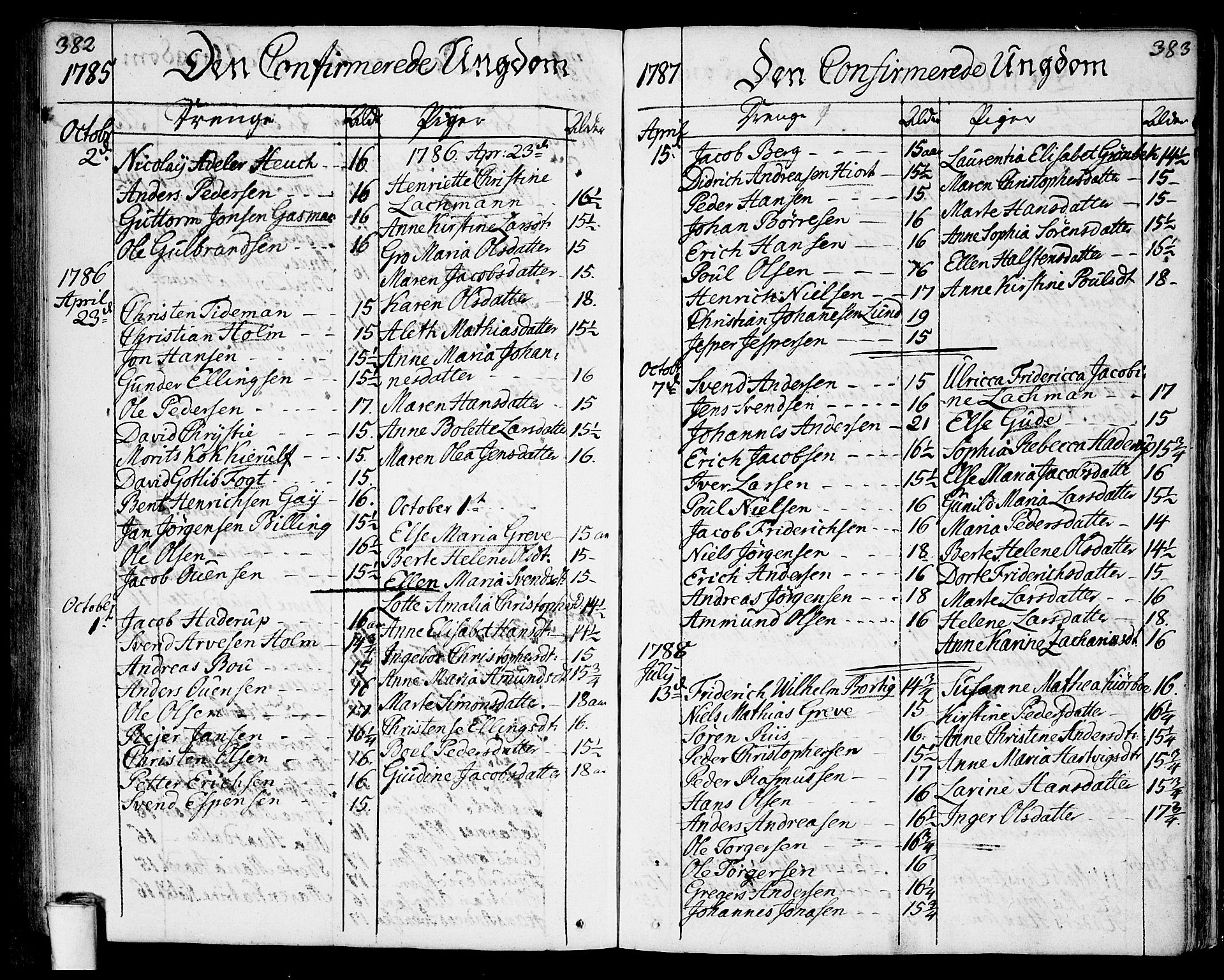 Moss prestekontor Kirkebøker, SAO/A-2003/F/Fa/L0004: Parish register (official) no. I 4, 1784-1808, p. 382-383