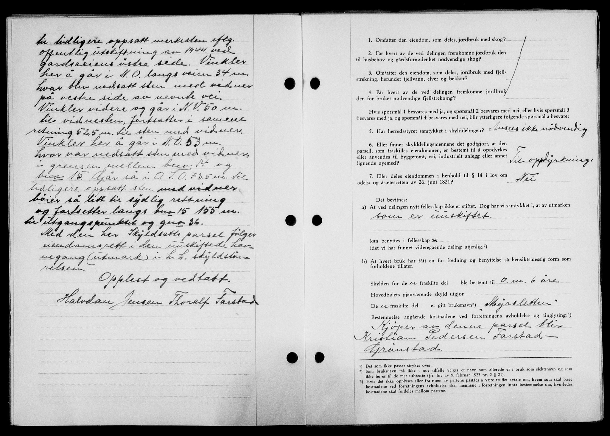 Lofoten sorenskriveri, SAT/A-0017/1/2/2C/L0014a: Mortgage book no. 14a, 1946-1946, Diary no: : 1454/1946