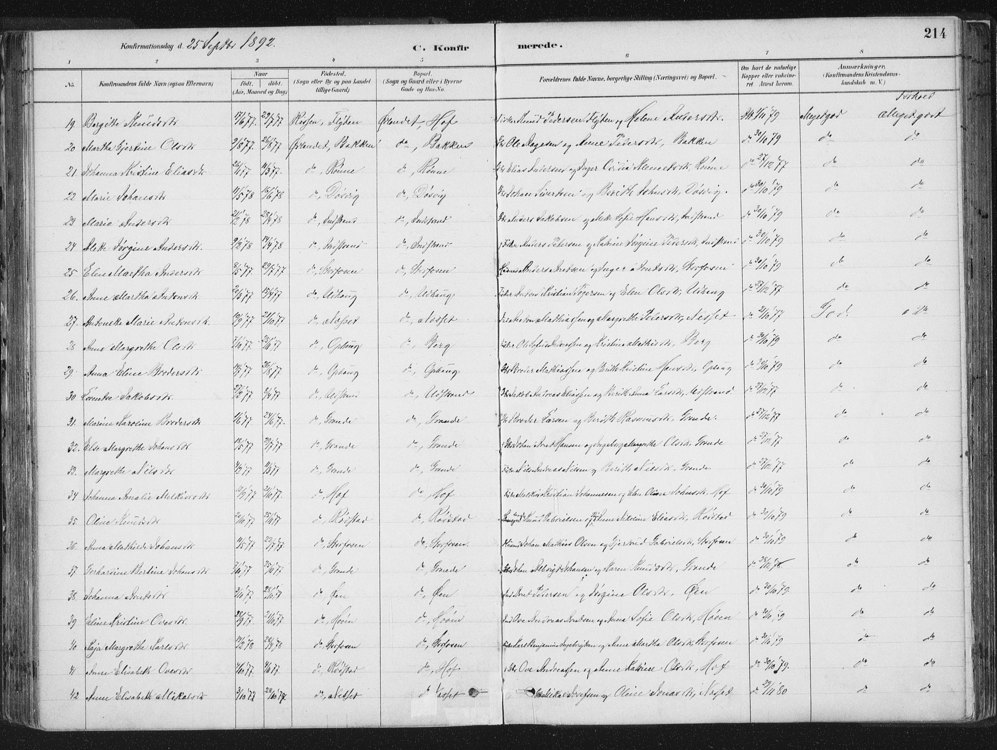 Ministerialprotokoller, klokkerbøker og fødselsregistre - Sør-Trøndelag, AV/SAT-A-1456/659/L0739: Parish register (official) no. 659A09, 1879-1893, p. 214