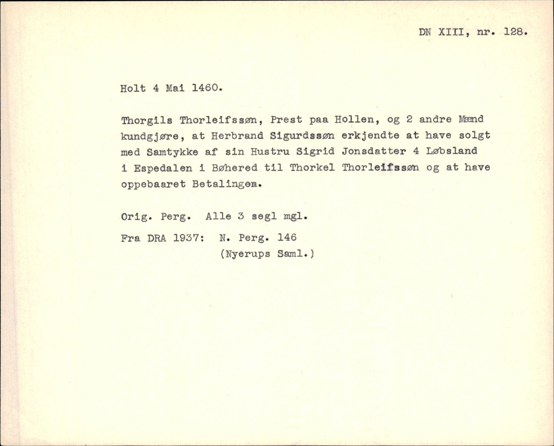 Riksarkivets diplomsamling, AV/RA-EA-5965/F35/F35f/L0003: Regestsedler: Diplomer fra DRA 1937 og 1996, p. 331