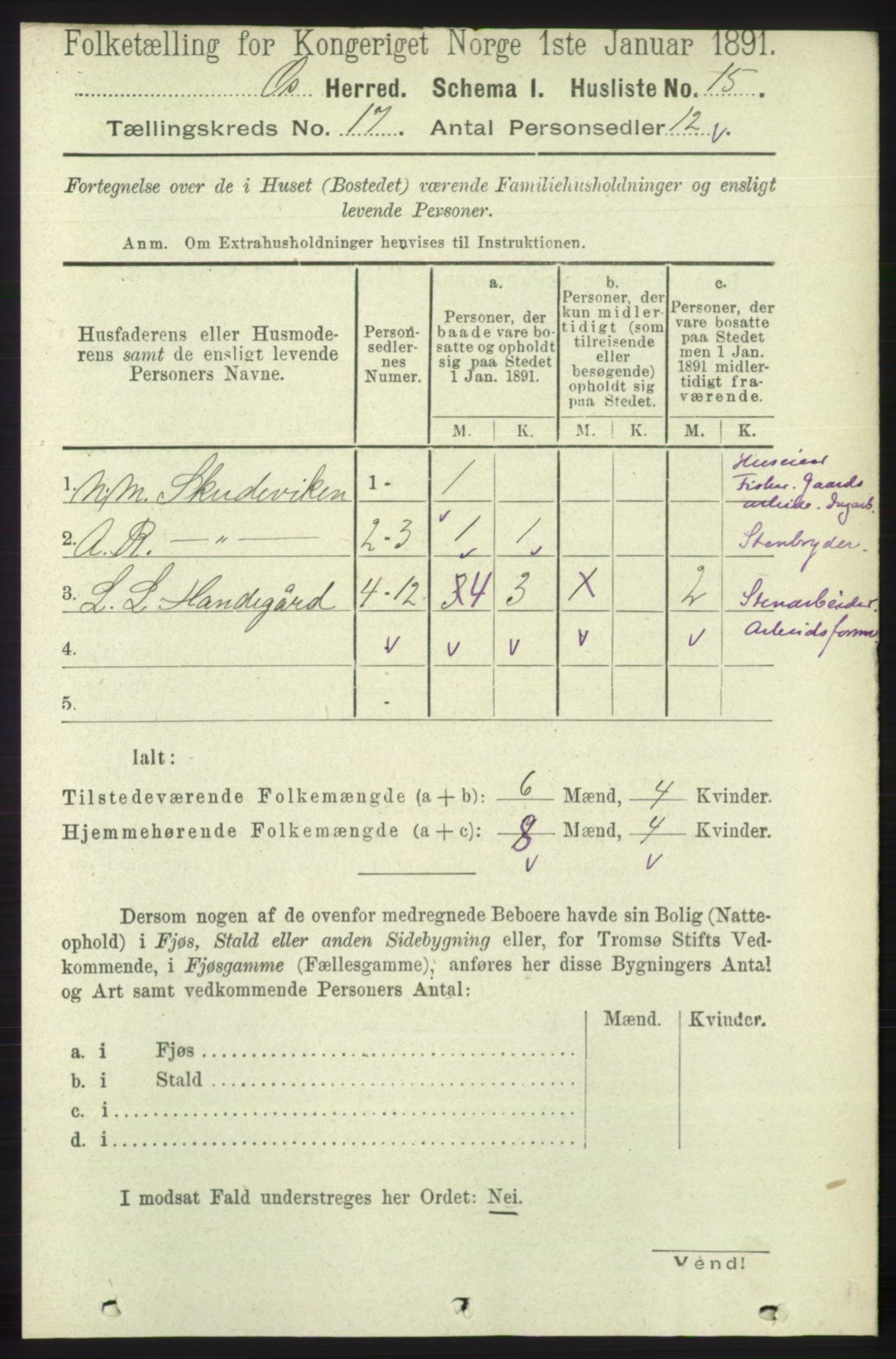 RA, 1891 census for 1243 Os, 1891, p. 3710